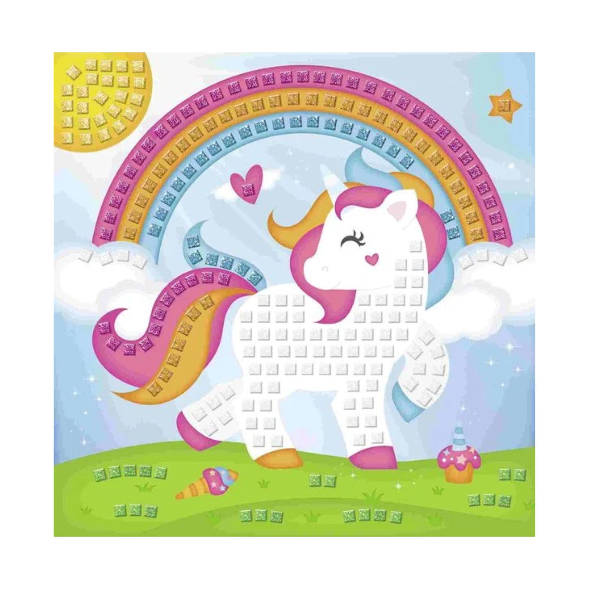 Moosgummi - Mosaik "Glitter Einhorn" Ursus - malmichbunt.de