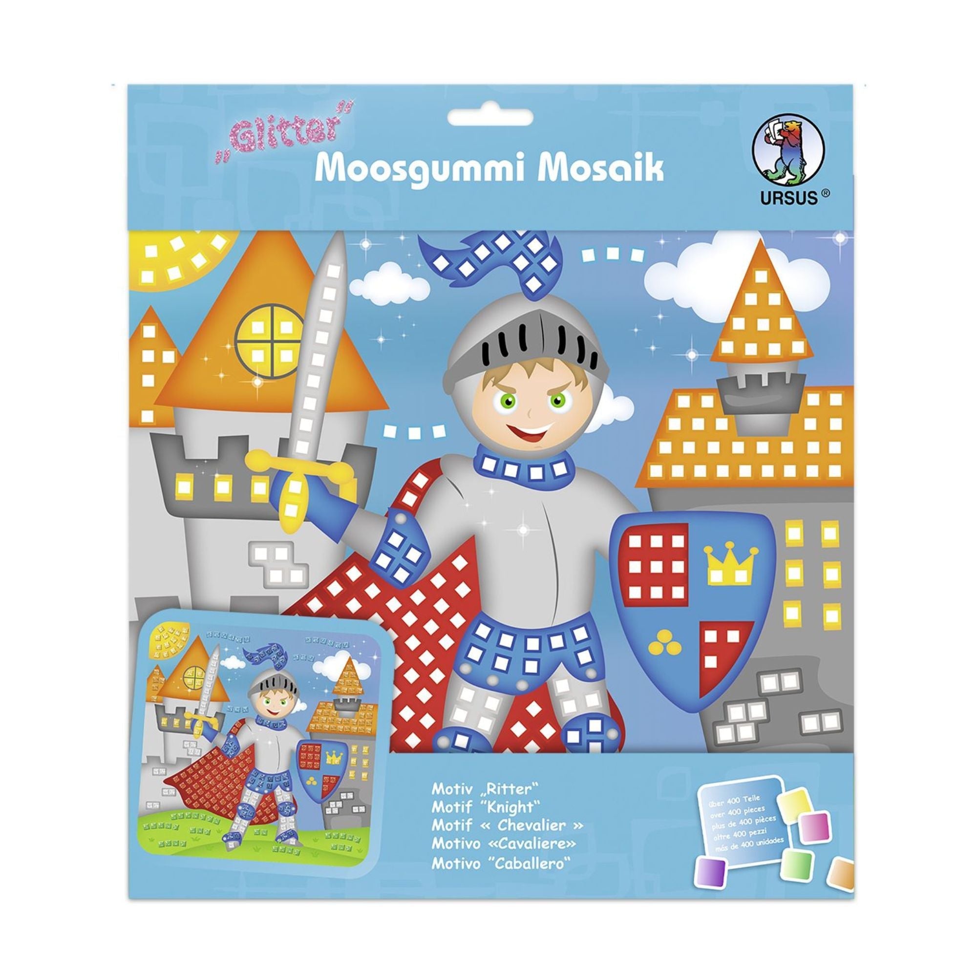 Moosgummi - Mosaik "Glitter Ritter" Ursus - malmichbunt.de