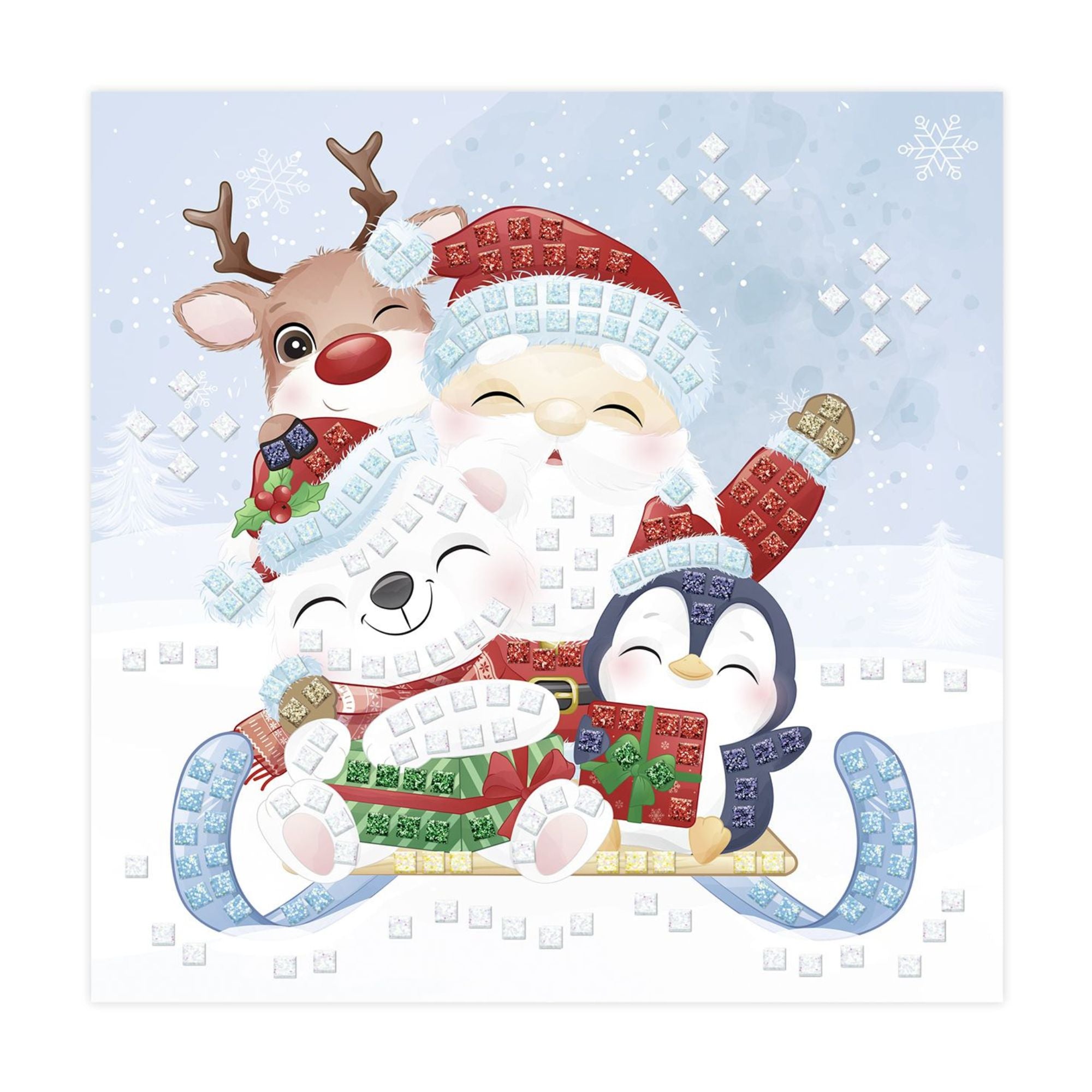 Moosgummi - Mosaik "Glitter Santas Schlitten" Ursus - malmichbunt.de