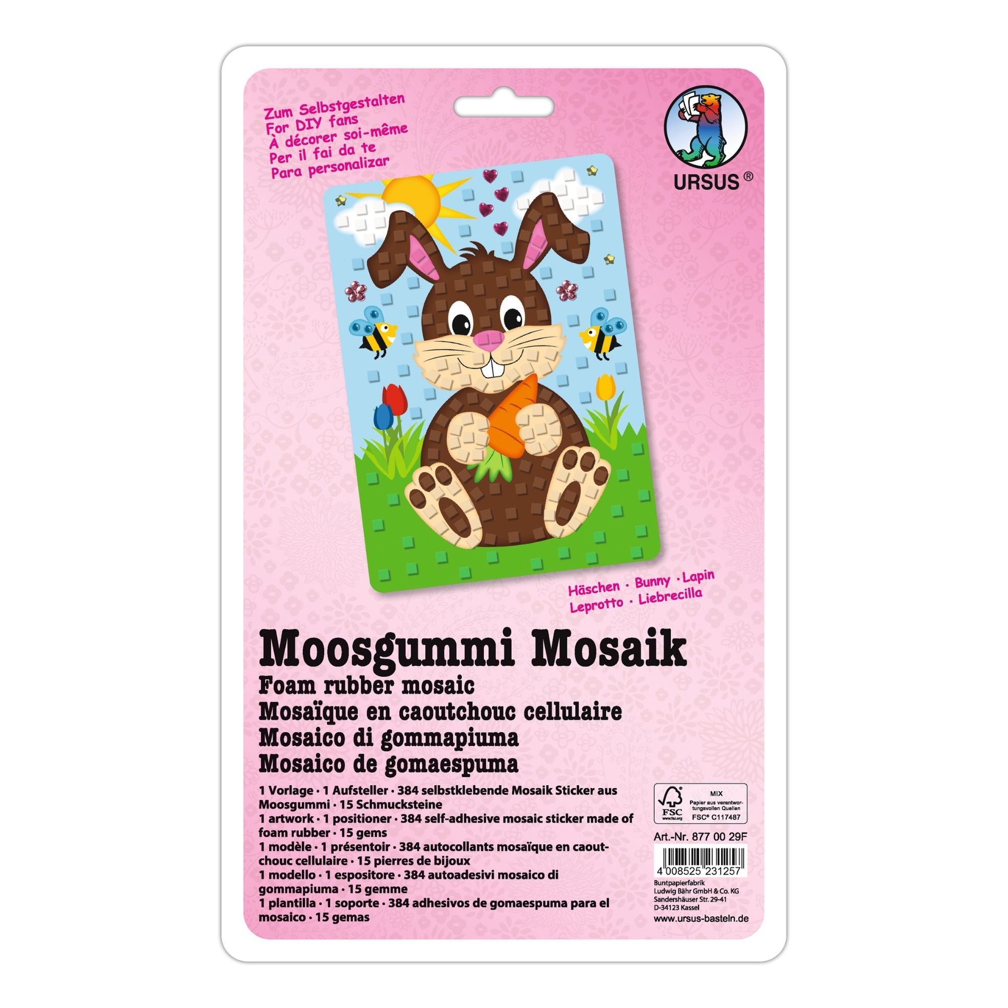 Moosgummi Mosaik "Häschen" Ursus - malmichbunt.de