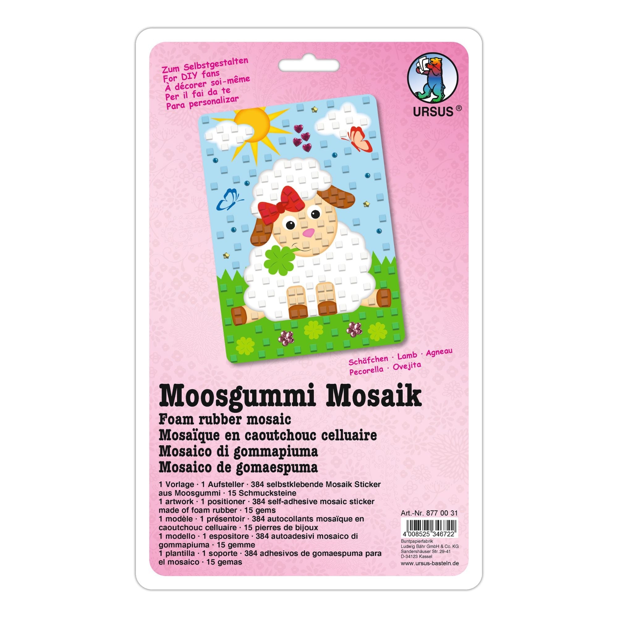 Moosgummi Mosaik "Schäfchen" Ursus - malmichbunt.de