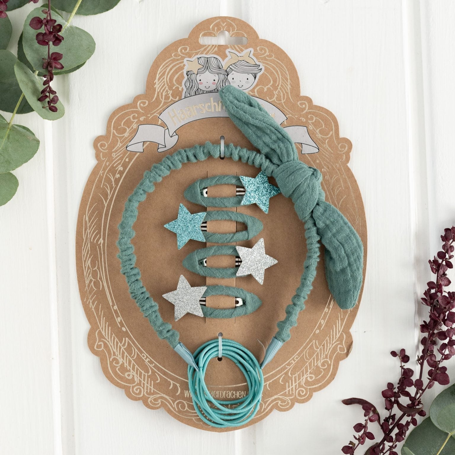 Musselin Haar - Accessoires Set – Petrol Papierdrachen - malmichbunt.de