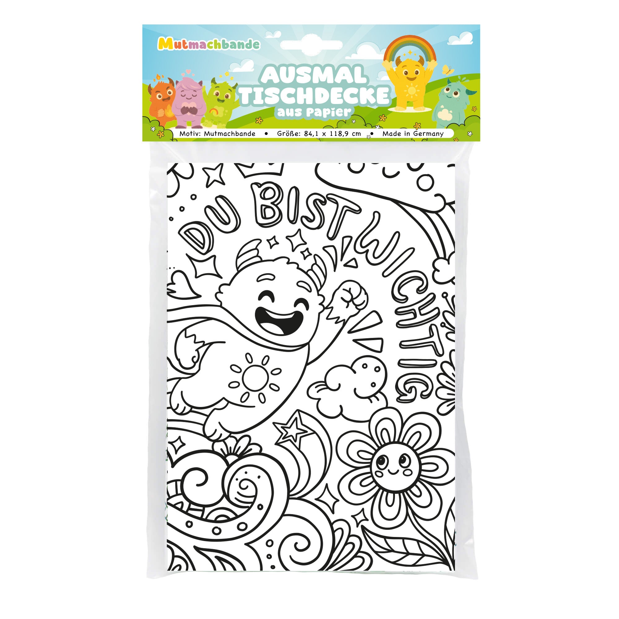 Mutmachbande Ausmal - Tischdecke aus Papier Jeka - malmichbunt.de