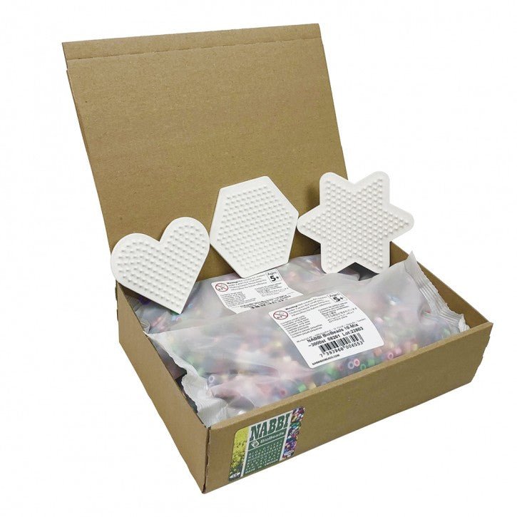 Nabbi Bio Bügelperlen Set Farben - Mix, 3x3000 Stück / 3 Platten Nabbi - malmichbunt.de