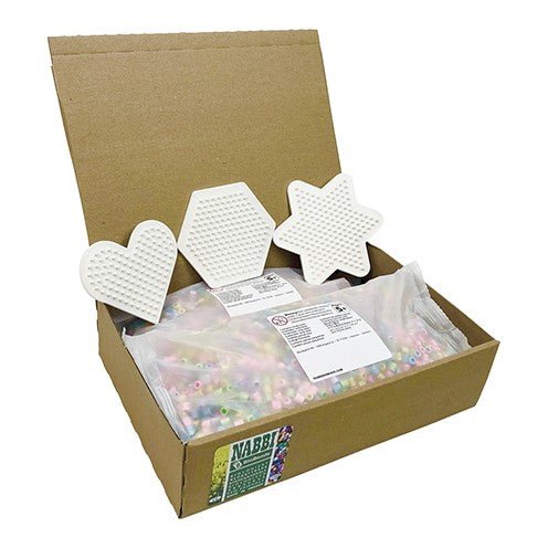 Nabbi Bio Bügelperlen Set Pastell - Mix, 3x3000 Stück / 3 Platten Nabbi - malmichbunt.de