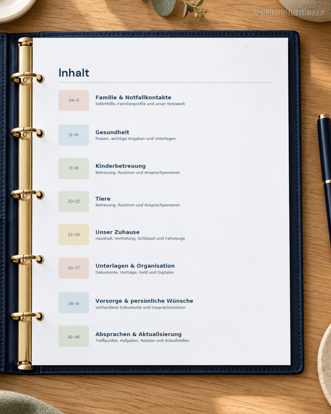 Notfallordner für Familien als PDF – 46 Seiten, Notfallplaner DIN A4 zum Ausdrucken PDF Jeka - malmichbunt.de