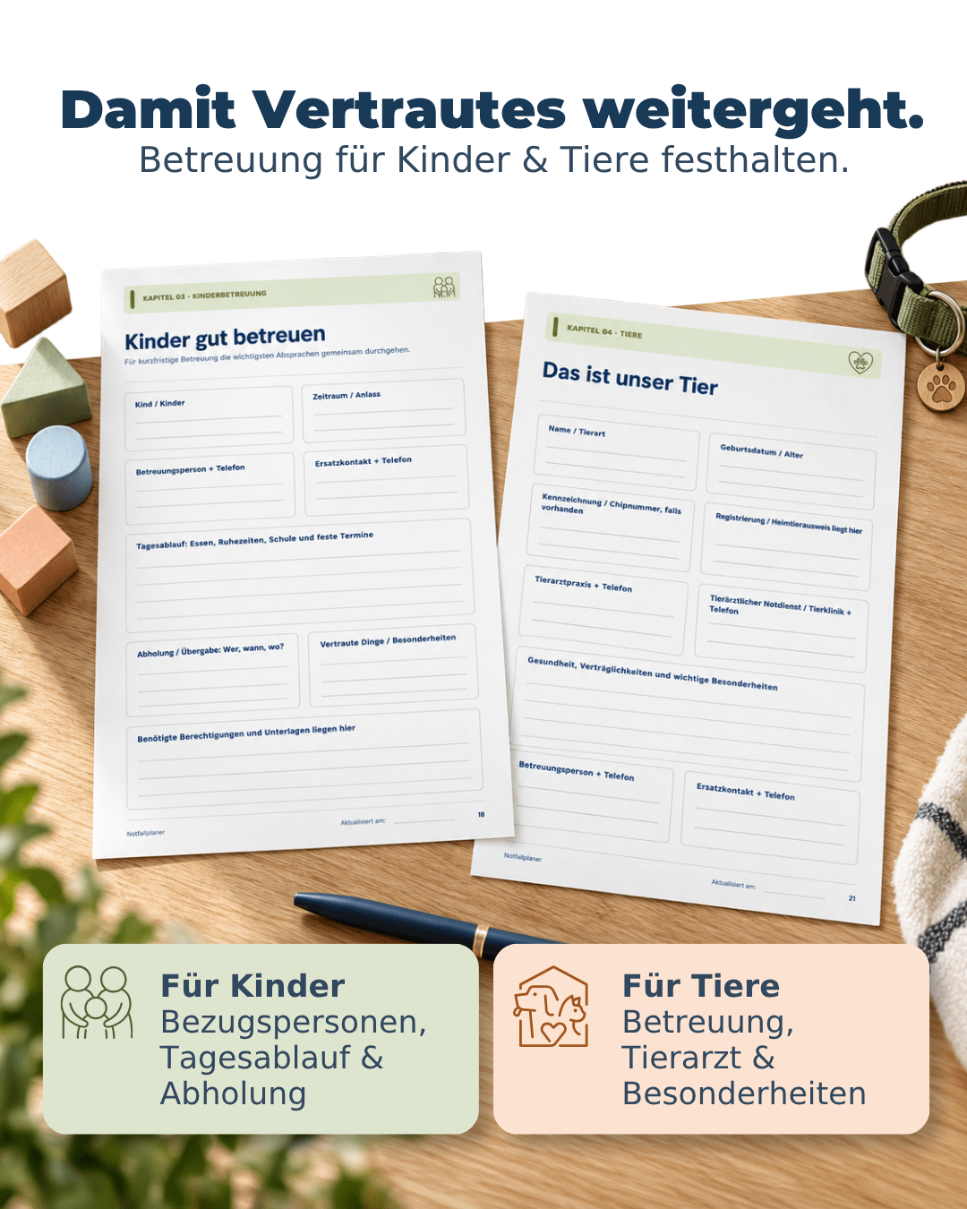 Notfallordner für Familien als PDF – 46 Seiten, Notfallplaner DIN A4 zum Ausdrucken PDF Jeka - malmichbunt.de