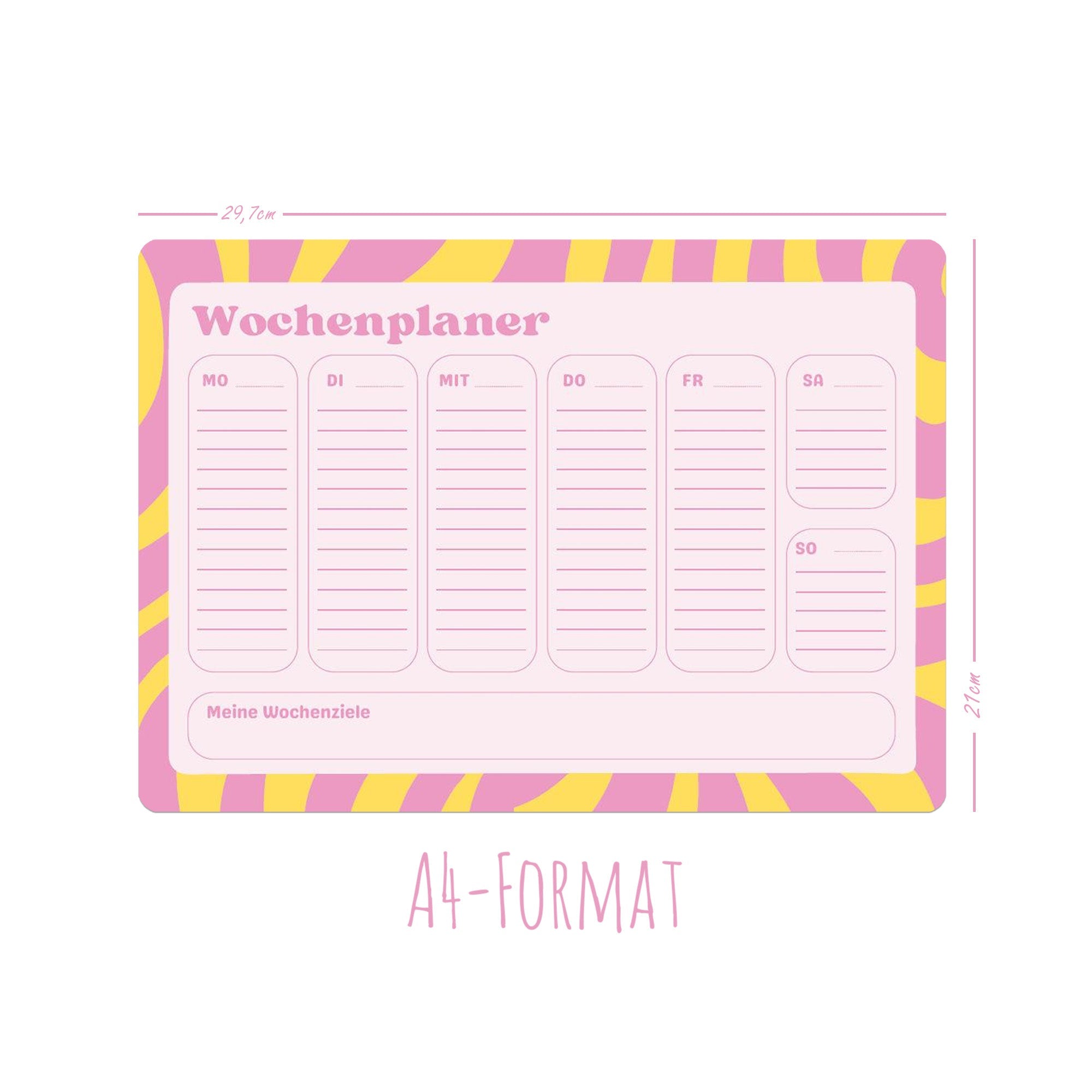 Notizblöcke Set To - Do - List, Tagesplaner & Wochenplaner Pink/Gelb Jeka - malmichbunt.de