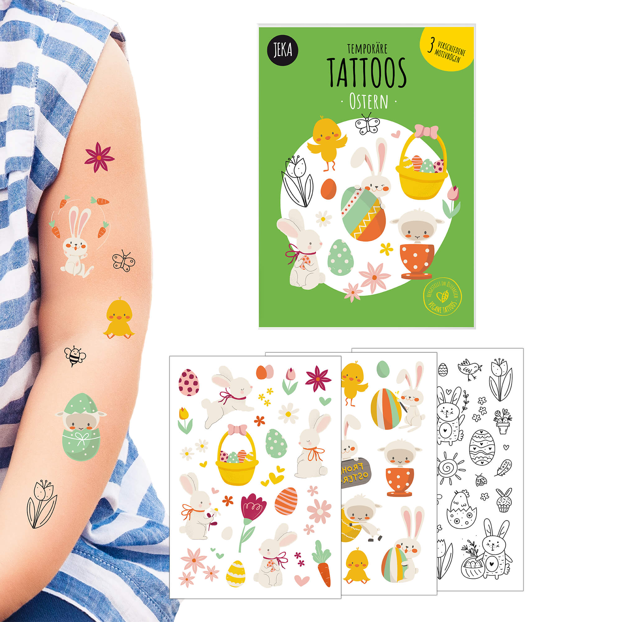 Henbrandt Temporäre Tattoos – Bauernhof-Motive, 24 Stück (12x2 Packs), Ca. 4 X 5 Cm, Bunt