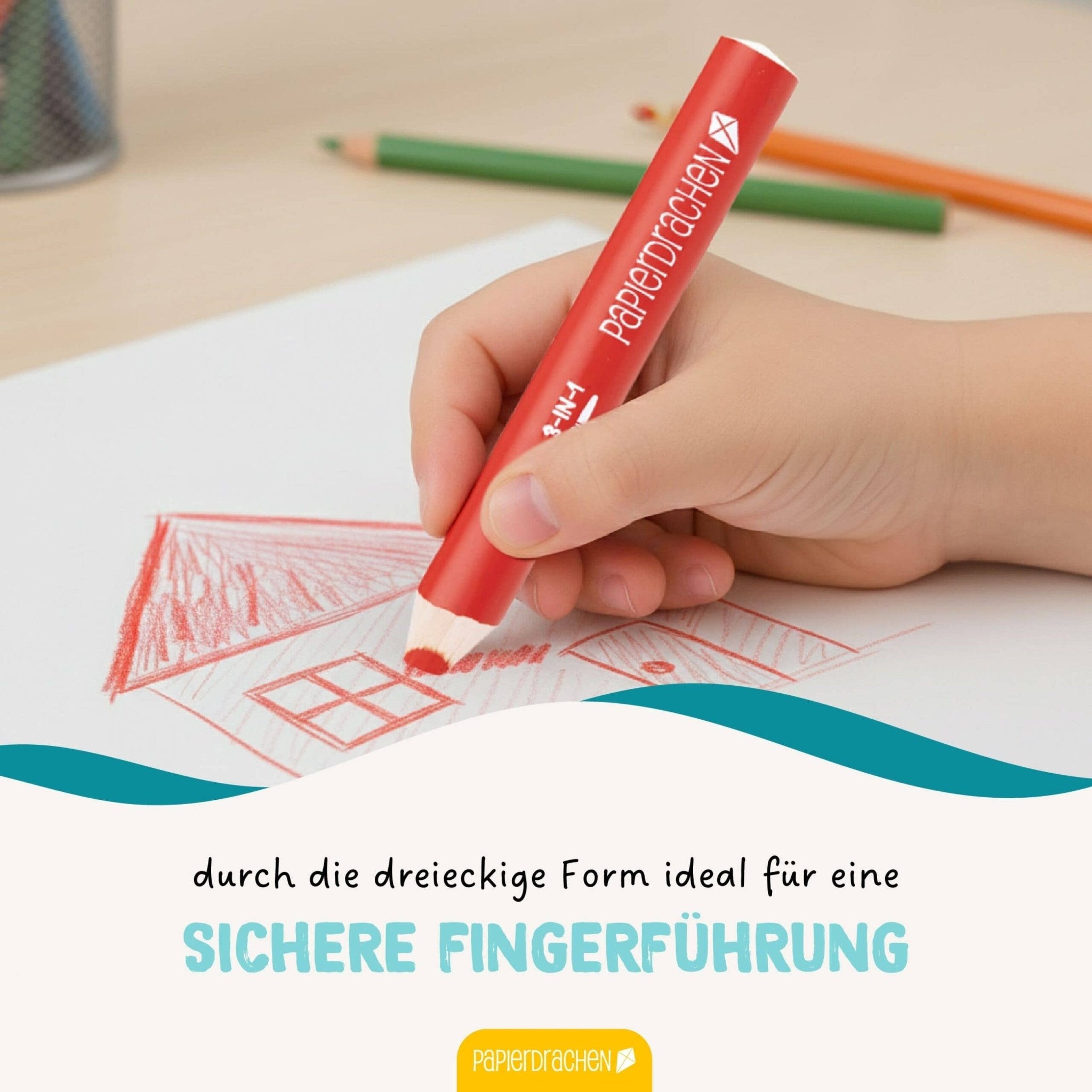 Papierdrachen 3in1 Buntstifte mit Anspitzer Papierdrachen - malmichbunt.de