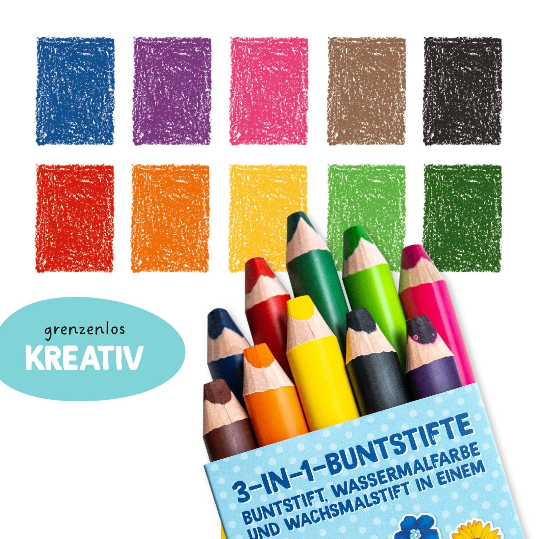 Papierdrachen 3in1 Buntstifte mit Anspitzer Papierdrachen - malmichbunt.de
