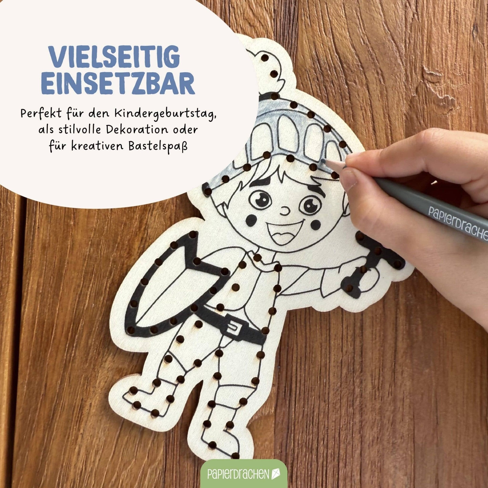 Papierdrachen DIY Fädelset aus Holz - Berufe & Abenteuer Papierdrachen - malmichbunt.de