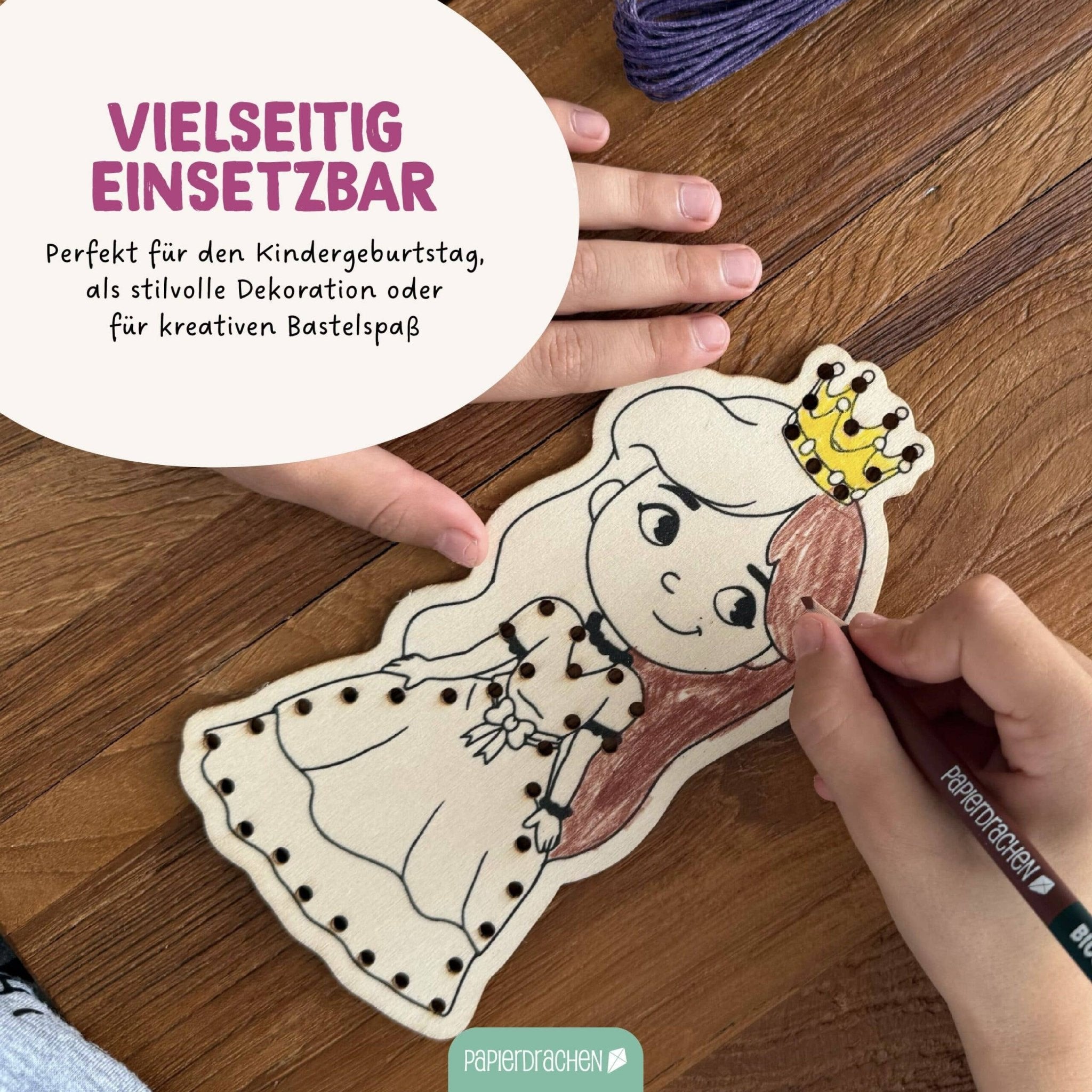 Papierdrachen DIY Fädelset aus Holz - Märchen & Traumwelten Papierdrachen - malmichbunt.de