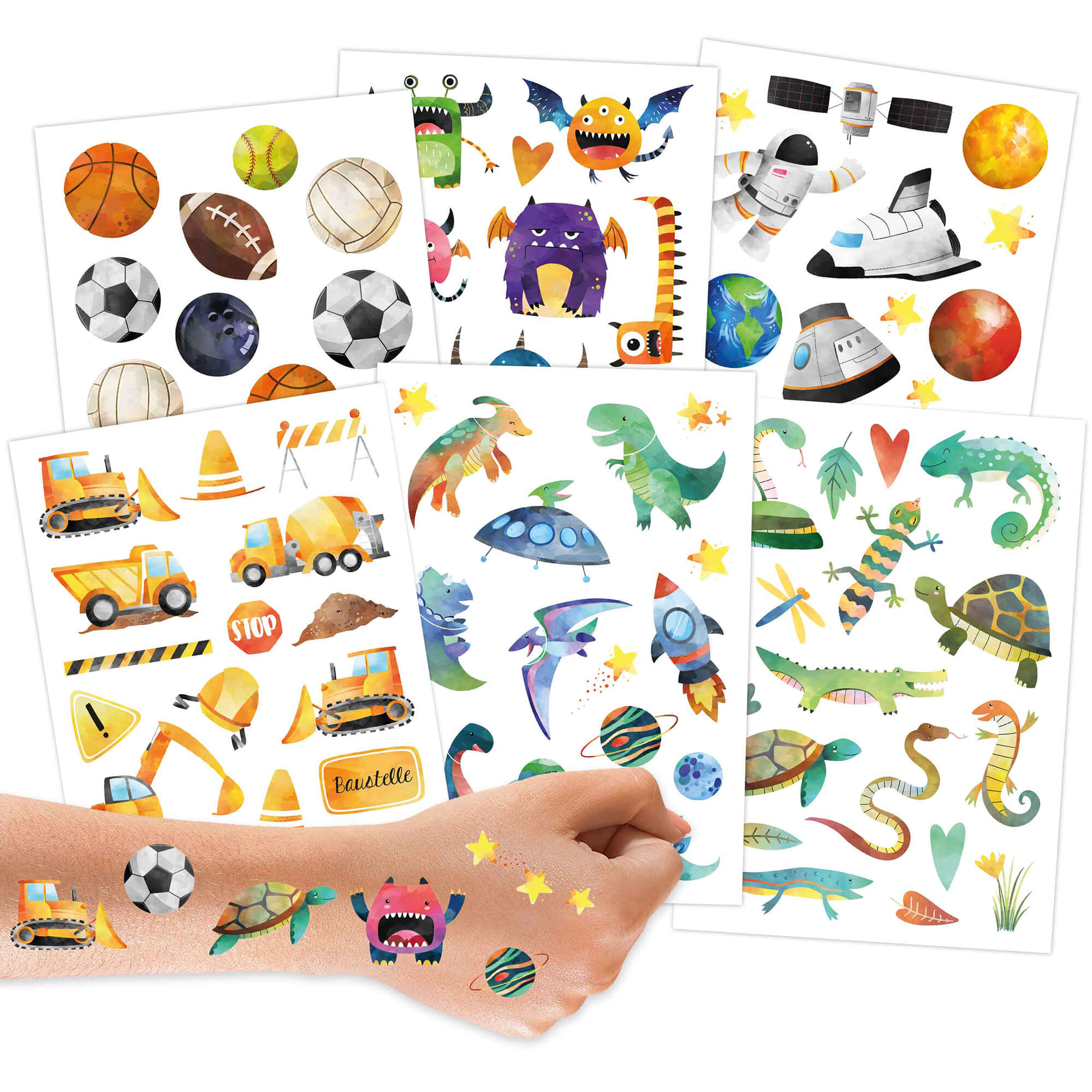 Papierdrachen Kindertattoo Metallic - Bagger und Dino Papierdrachen - malmichbunt.de