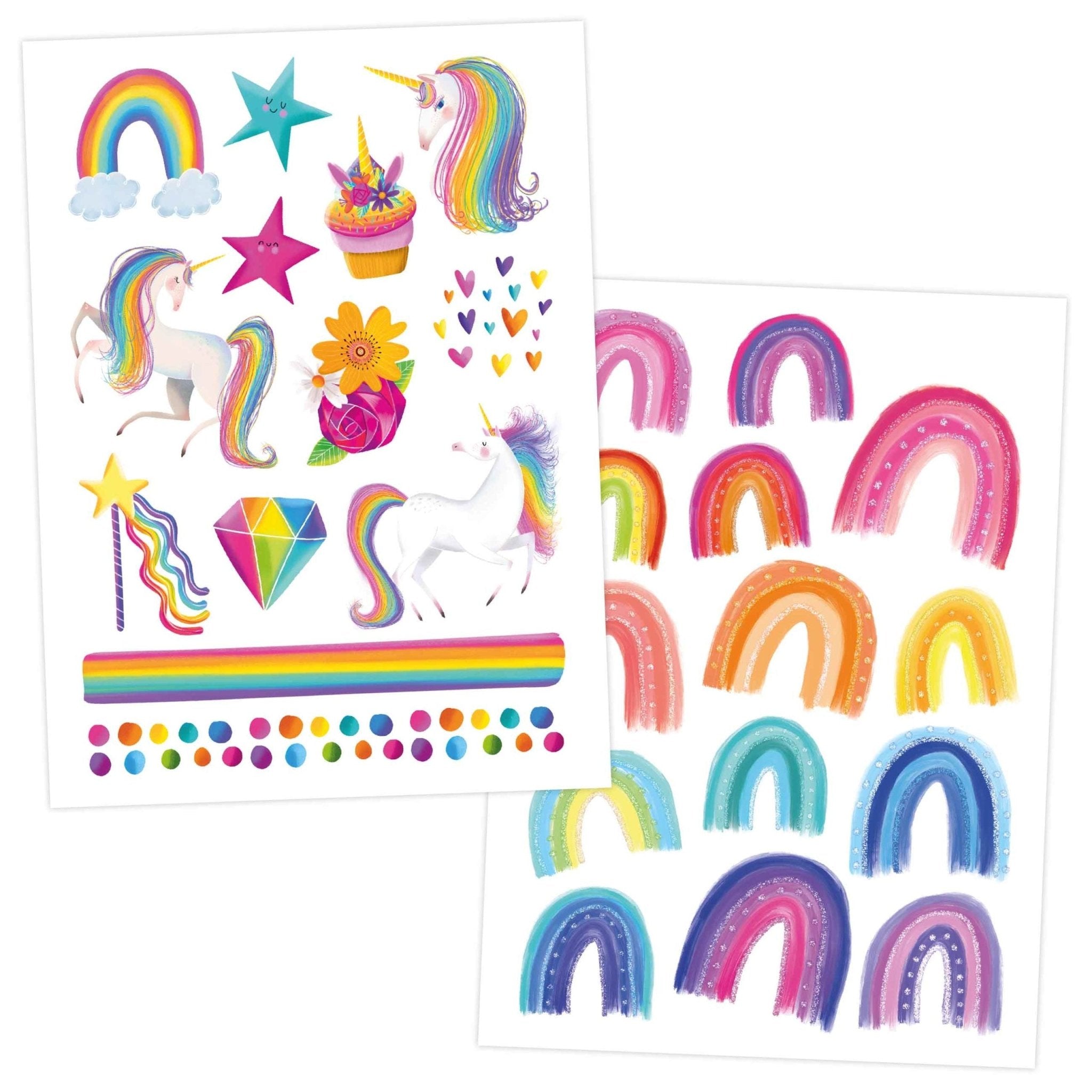 Papierdrachen Kindertattoo Metallic - Einhorn und Regenbogen Papierdrachen - malmichbunt.de