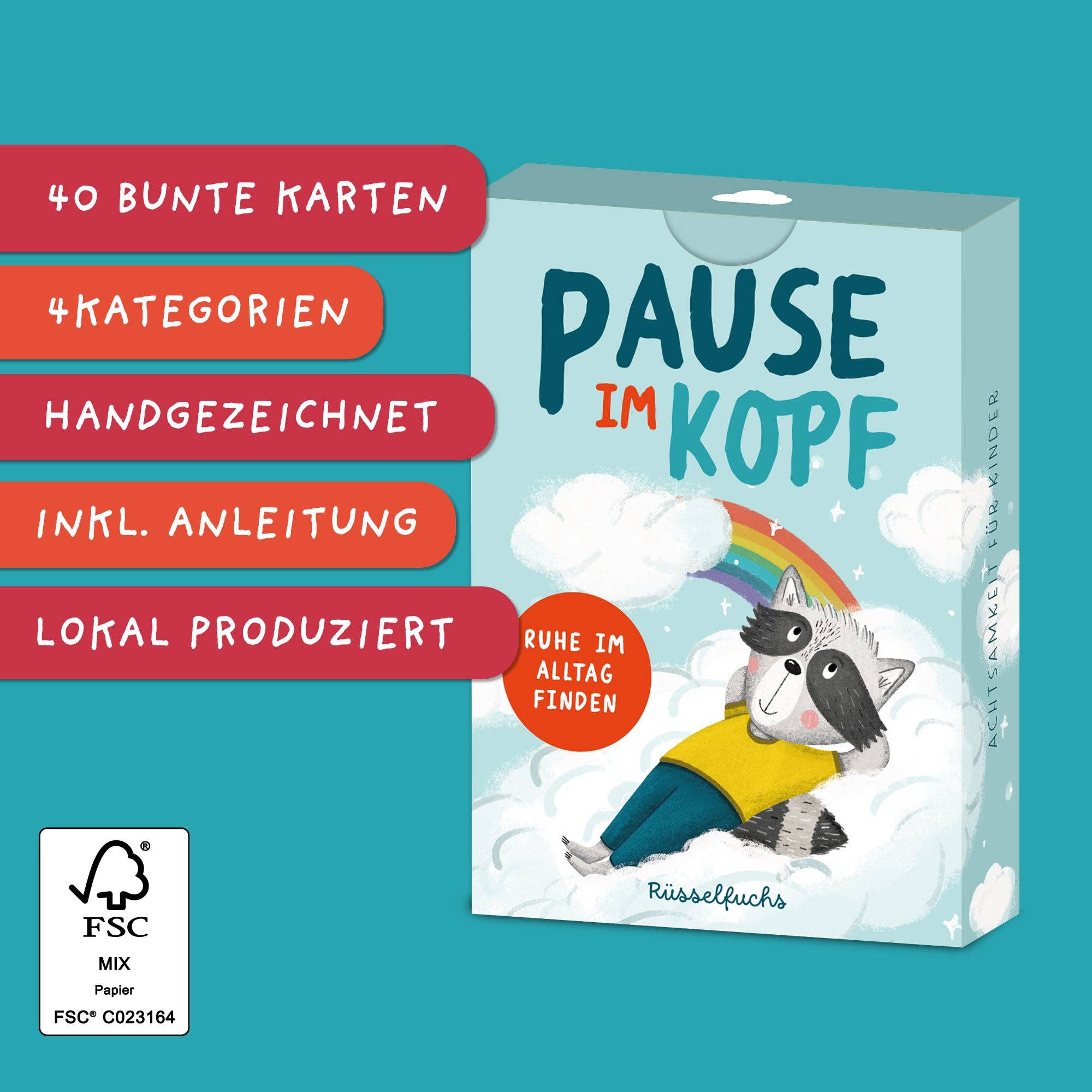 Pause im Kopf – Achtsamkeitskarten für Kinder Rüsselfuchs - malmichbunt.de