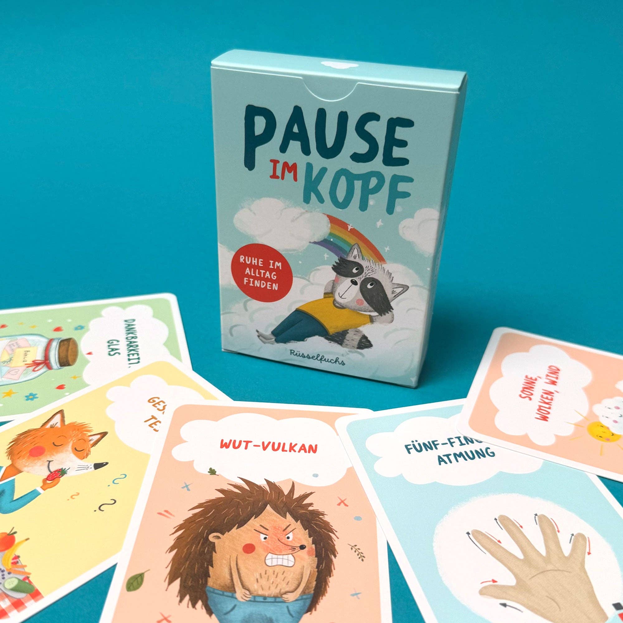 Pause im Kopf – Achtsamkeitskarten für Kinder Rüsselfuchs - malmichbunt.de