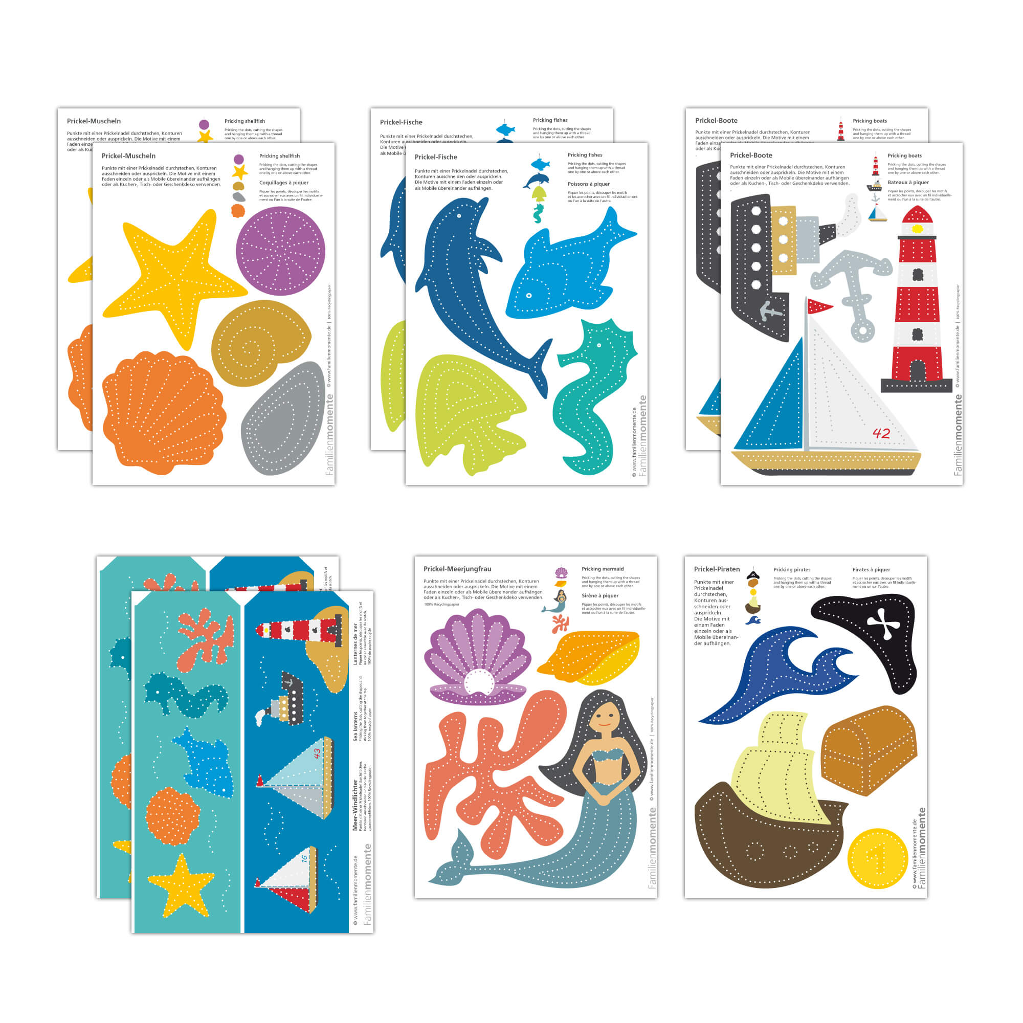 Prickeln für Kinder - 10 Prickelvorlagen Meer Familienmomente - malmichbunt.de