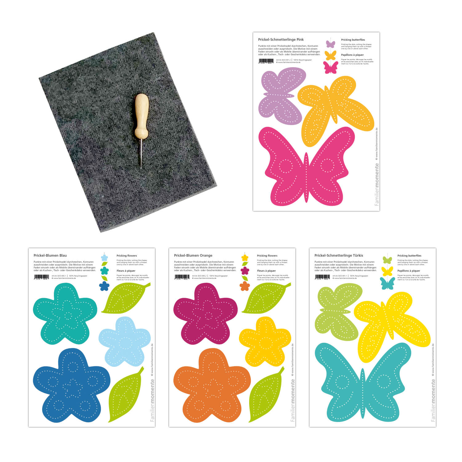 Prickeln für Kinder - Prickelset Blumenwiese Familienmomente - malmichbunt.de