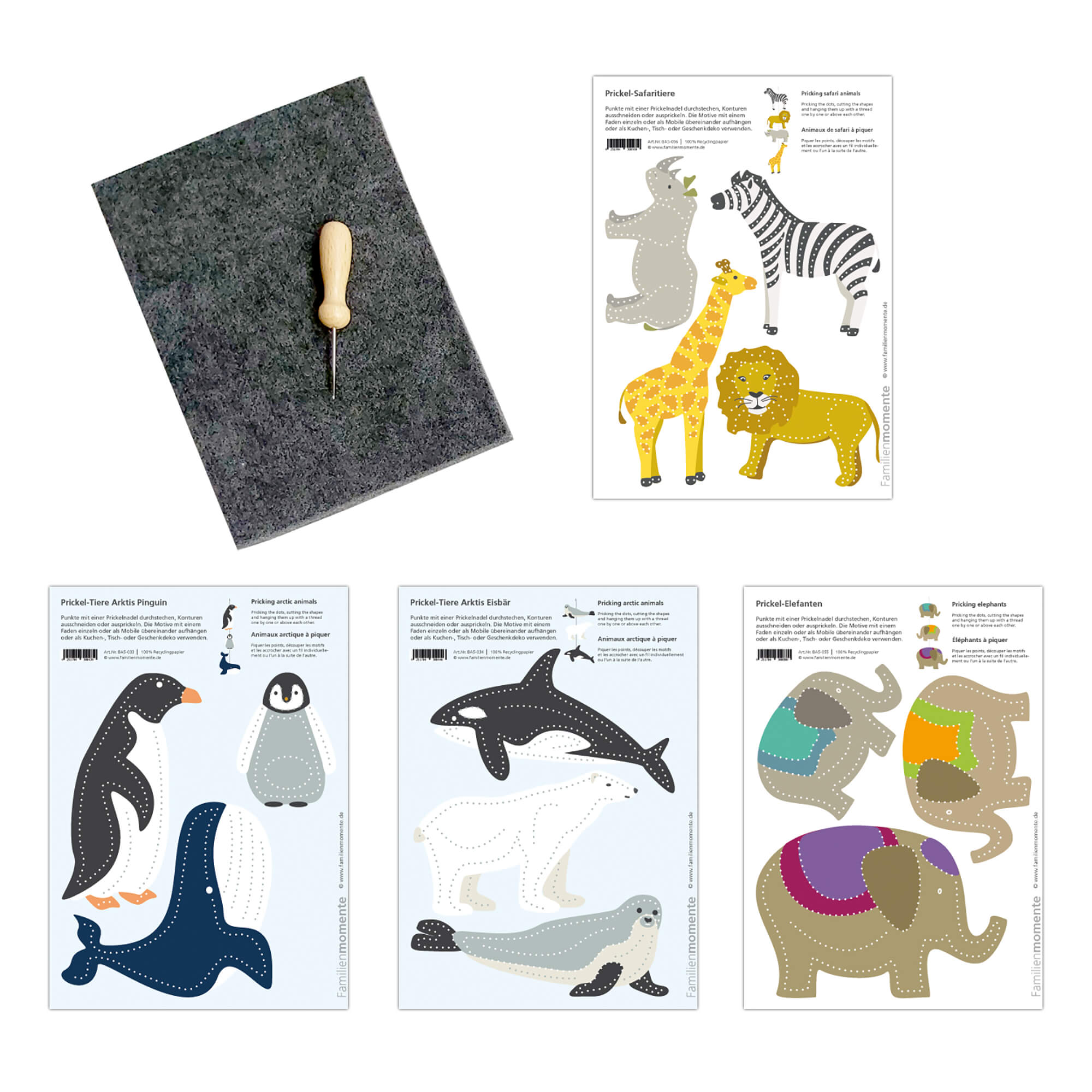 Prickeln für Kinder - Prickelset Tiere Familienmomente - malmichbunt.de