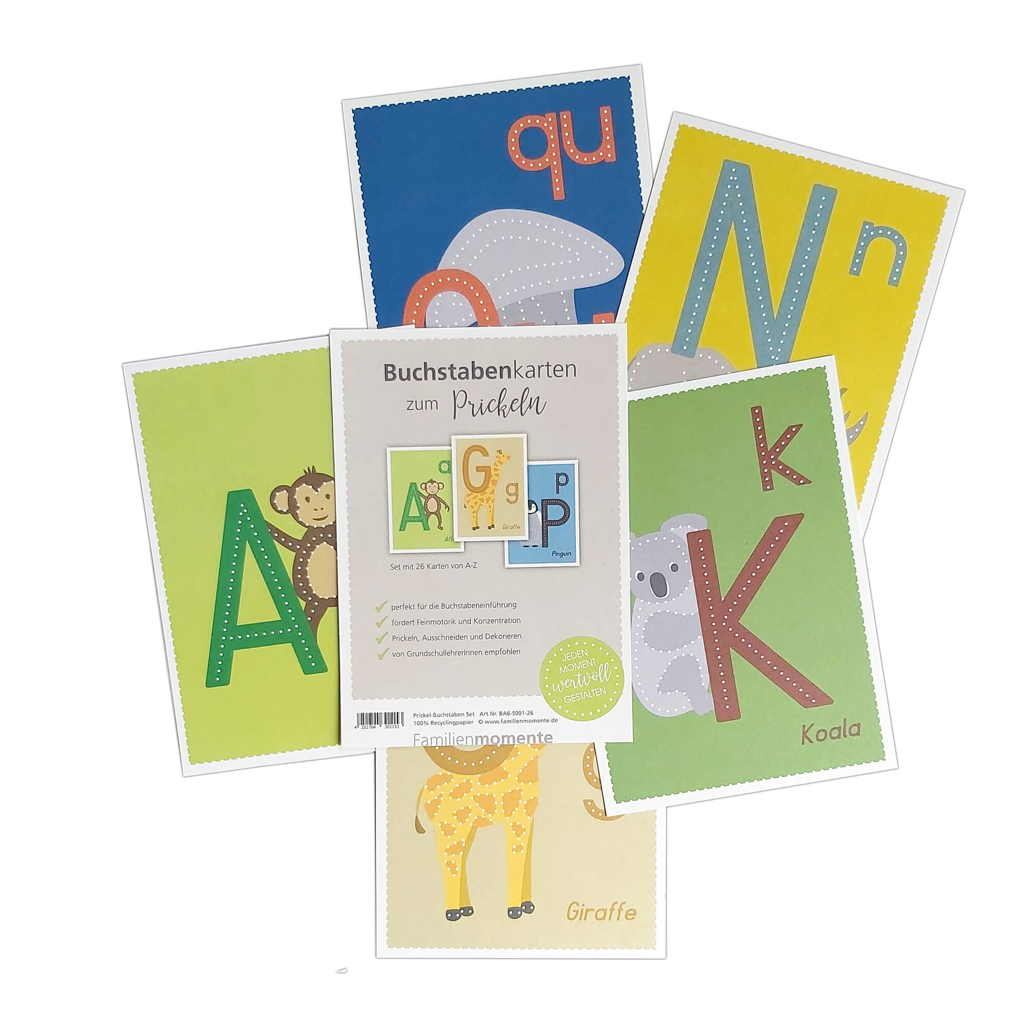 Prickelset für Kinder - Buchstaben zum Prickeln Familienmomente - malmichbunt.de