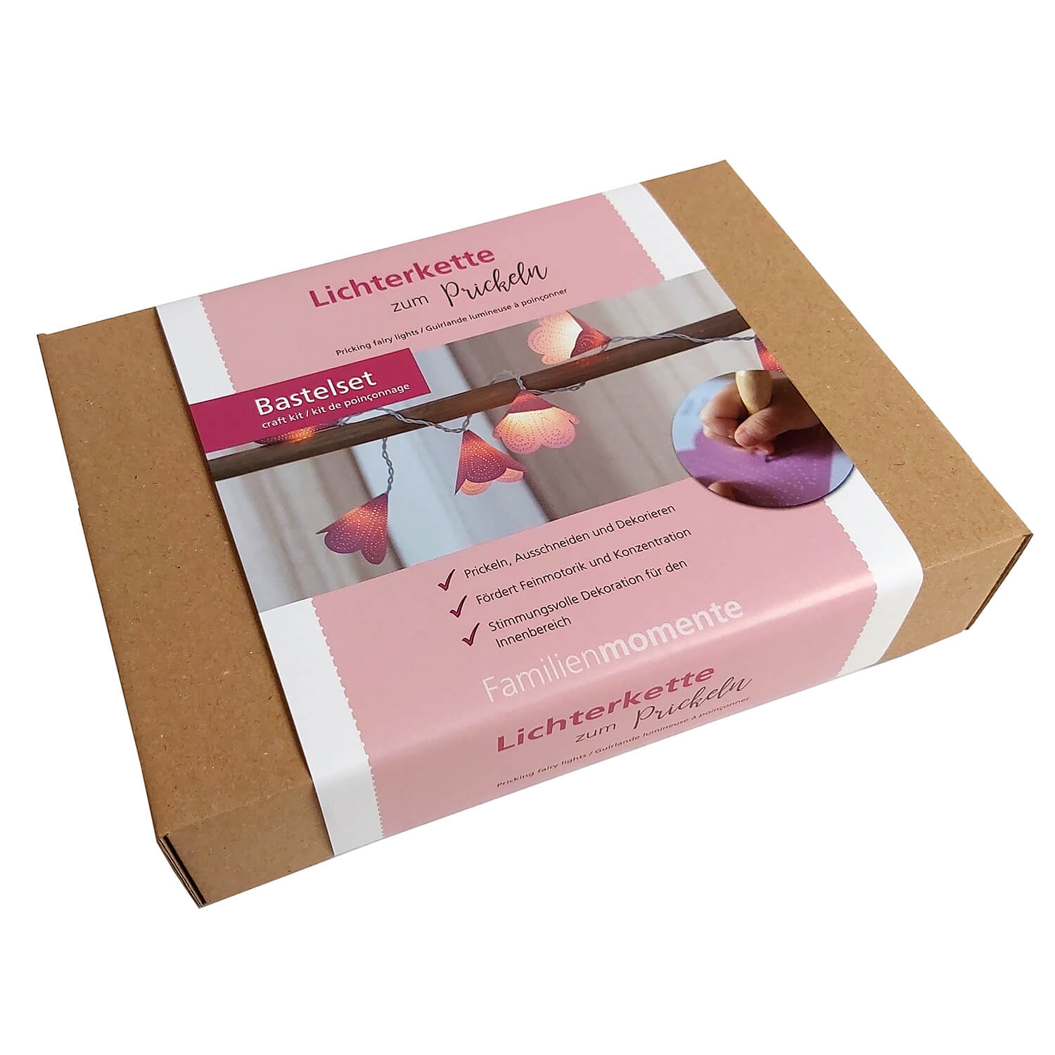 Prickelset Lichterkette Pastell - Rosa Familienmomente - malmichbunt.de