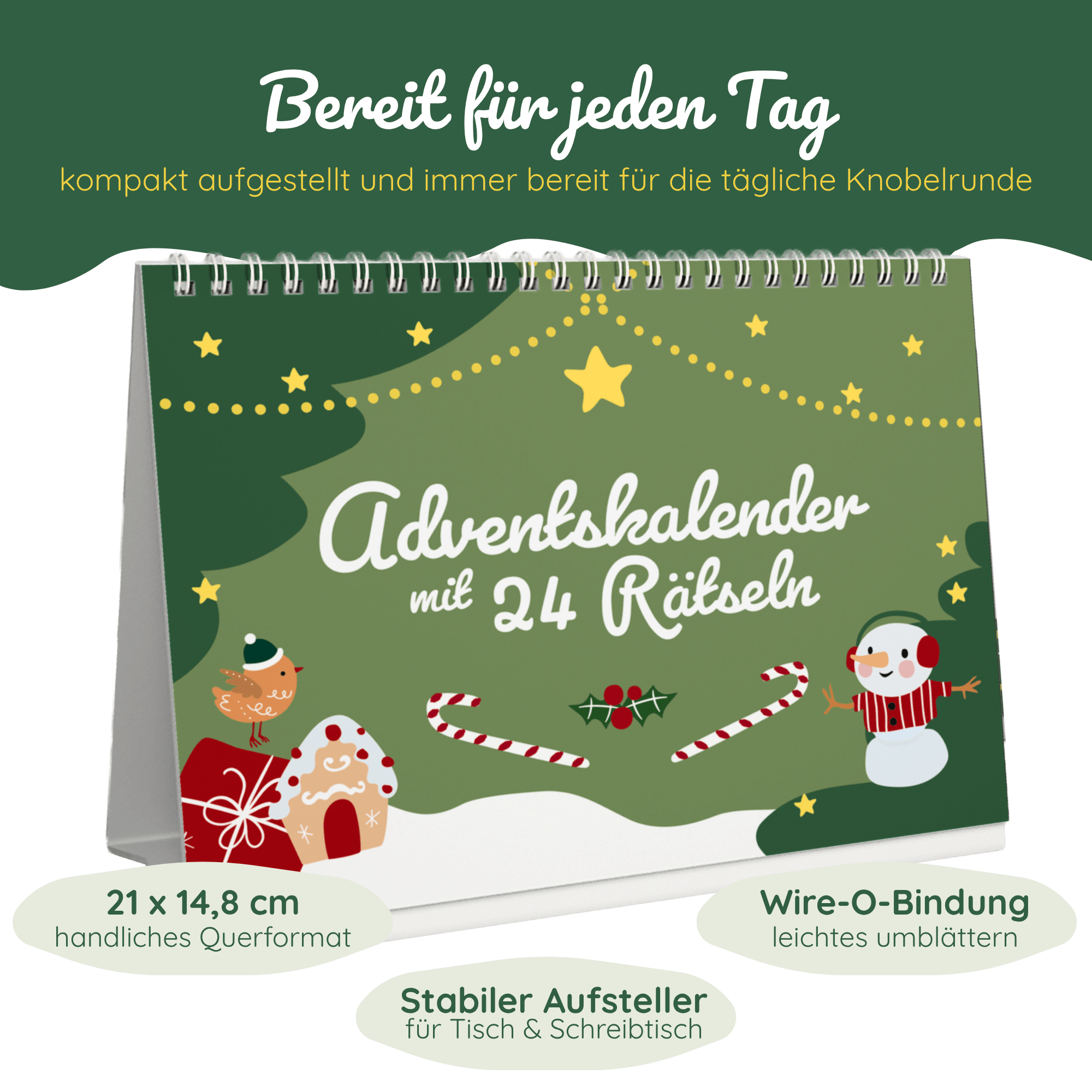 Rätsel-Adventskalender mit 24 kniffligen Rätseln für die ganze Familie Jeka - malmichbunt.de