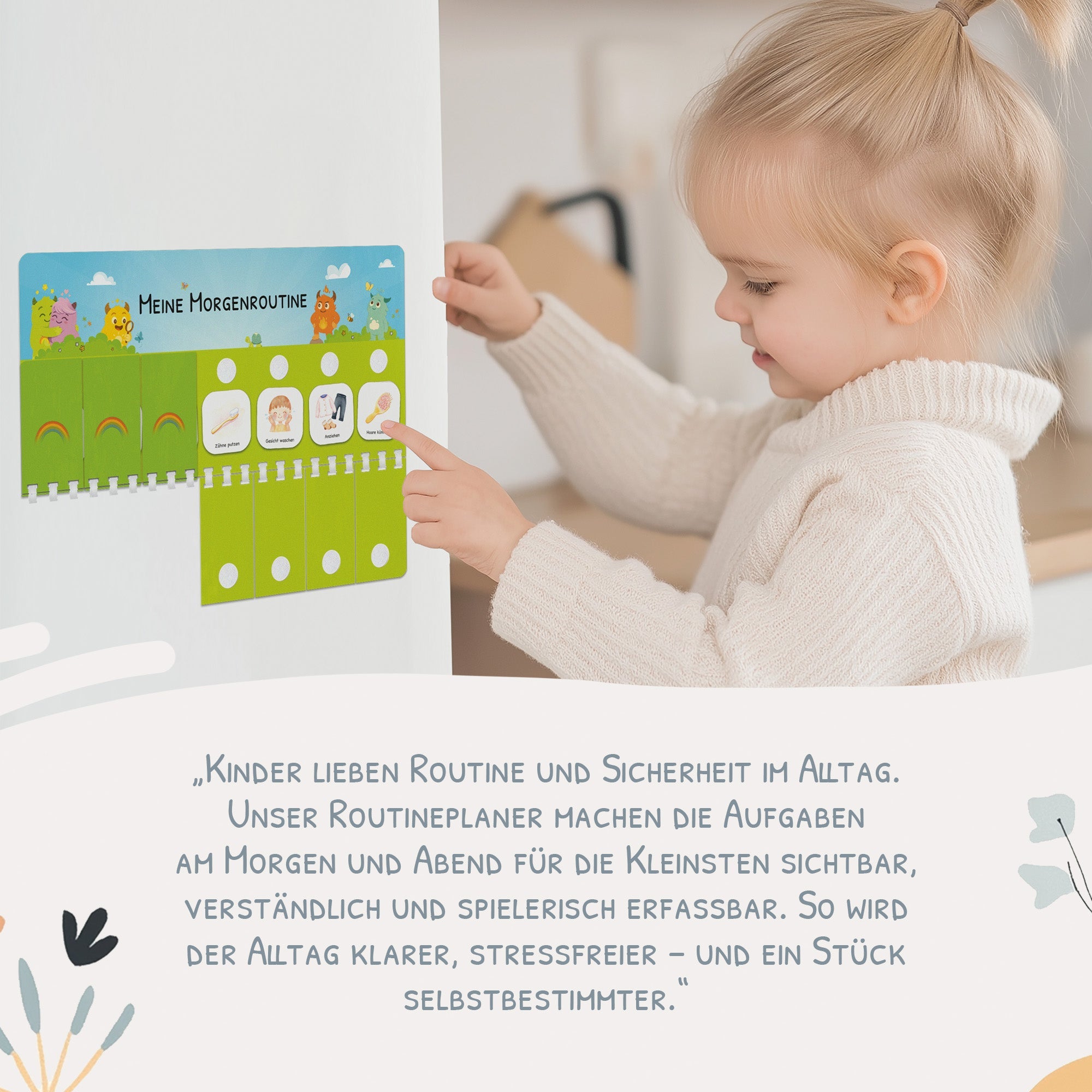 Routineplaner (Morgen & Abend) inkl. 105 Routinekärtchen - Mutmachbande Jeka - malmichbunt.de