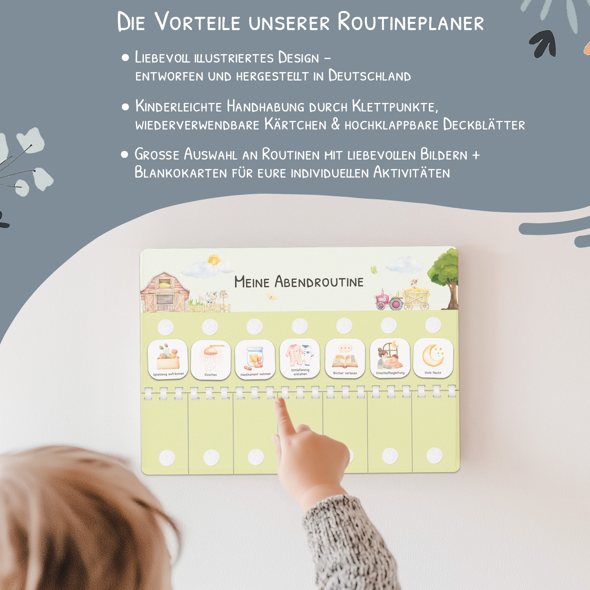 Routineplaner (Morgen & Abend) inkl. 105 Routinekärtchen - Bauernhof Jeka - malmichbunt.de