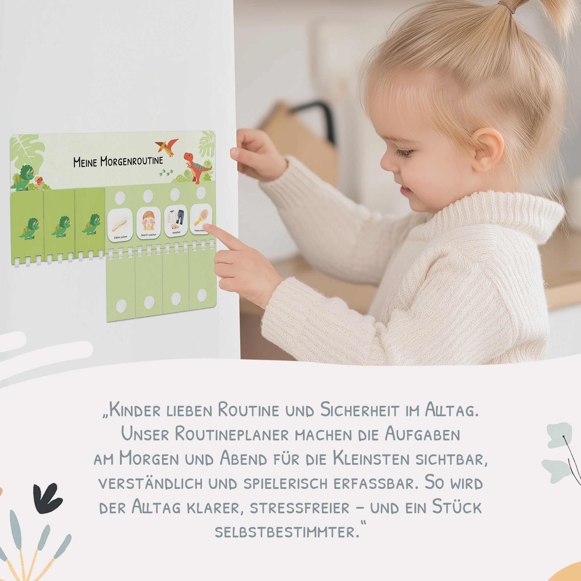 Routineplaner (Morgen & Abend) inkl. 105 Routinekärtchen - Dino Jeka - malmichbunt.de
