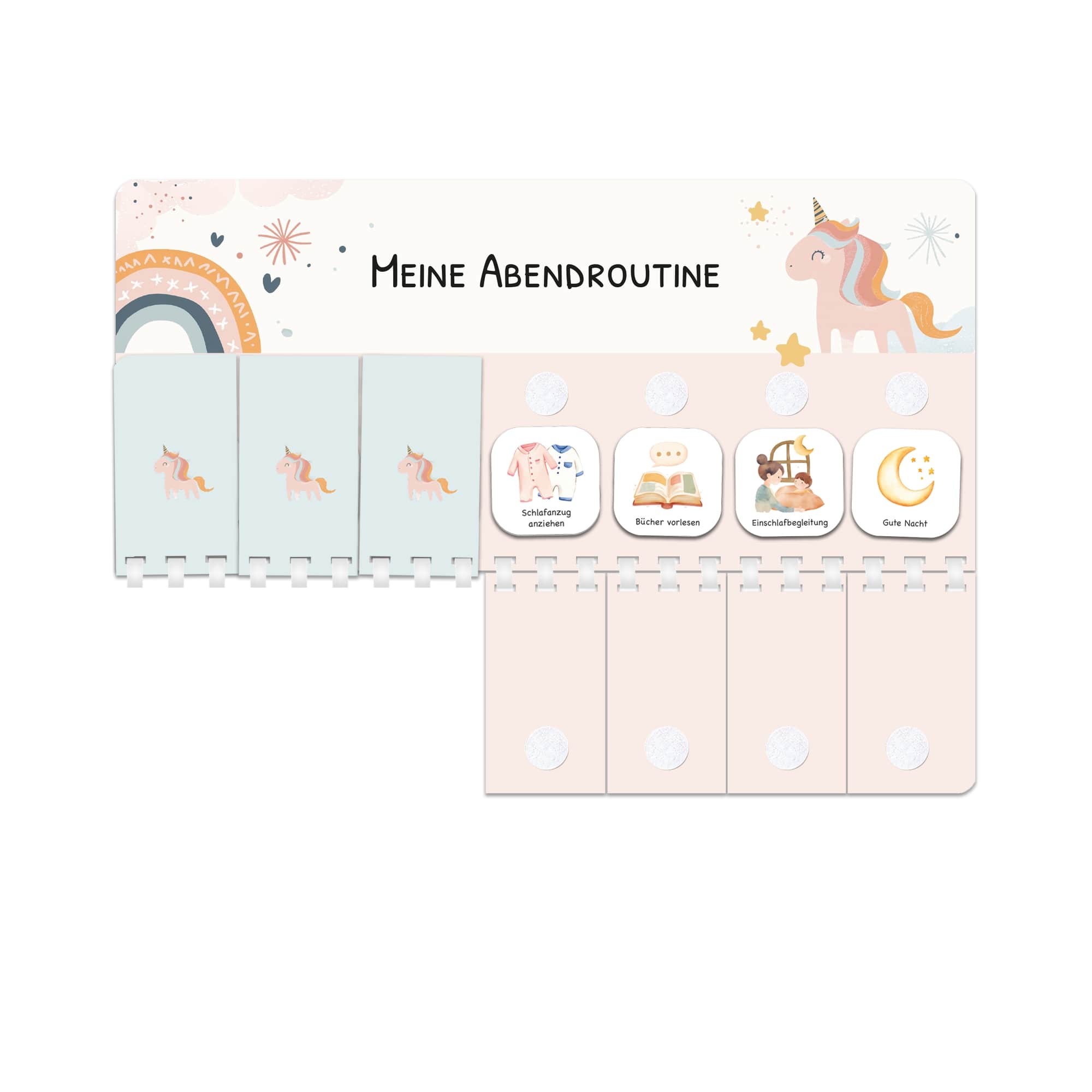 Routineplaner (Morgen & Abend) inkl. 105 Routinekärtchen - Einhorn Jeka - malmichbunt.de