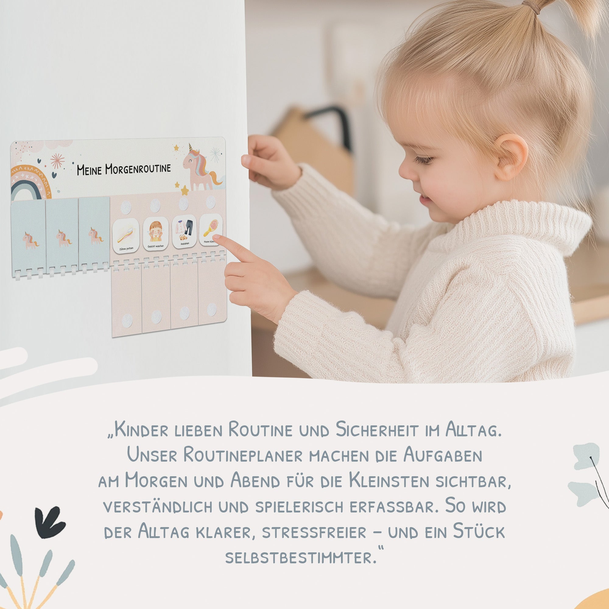 Routineplaner (Morgen & Abend) inkl. 105 Routinekärtchen - Einhorn Jeka - malmichbunt.de