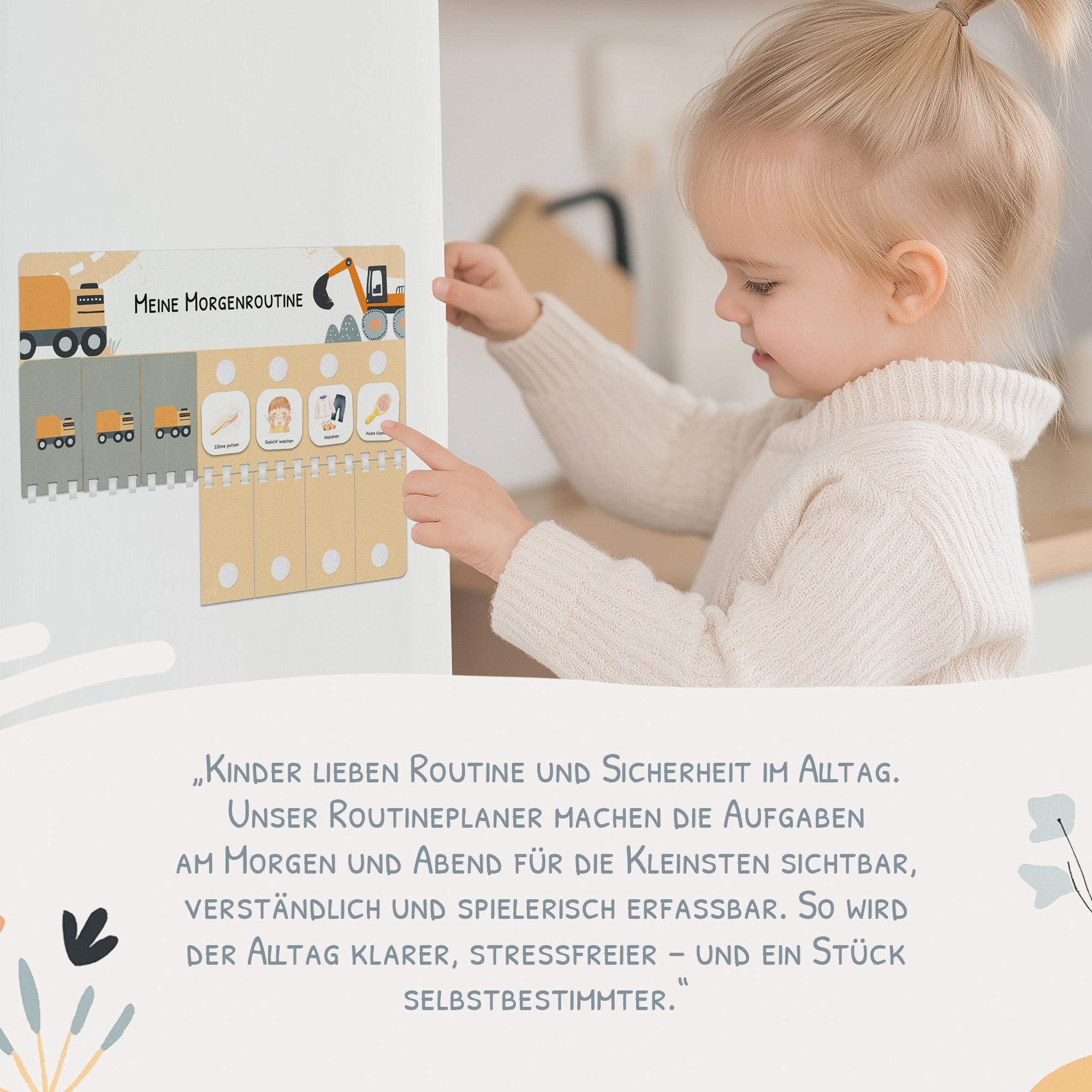 Routineplaner (Morgen & Abendroutine) Kinder inkl. 350 Routinekärtchen - Bagger Jeka - malmichbunt.de
