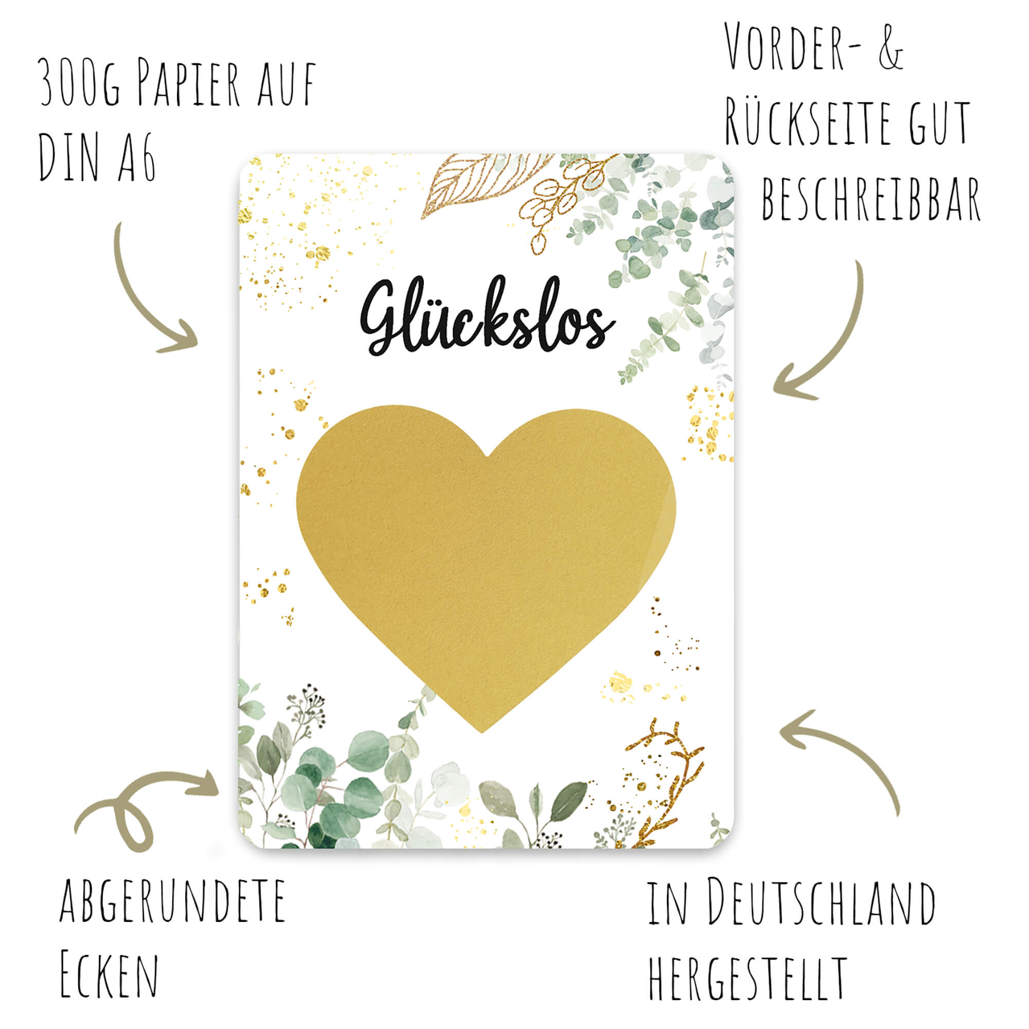 Rubbelkarten "Glückslos" - Euka (5er Set mit Umschlägen) Jeka - malmichbunt.de