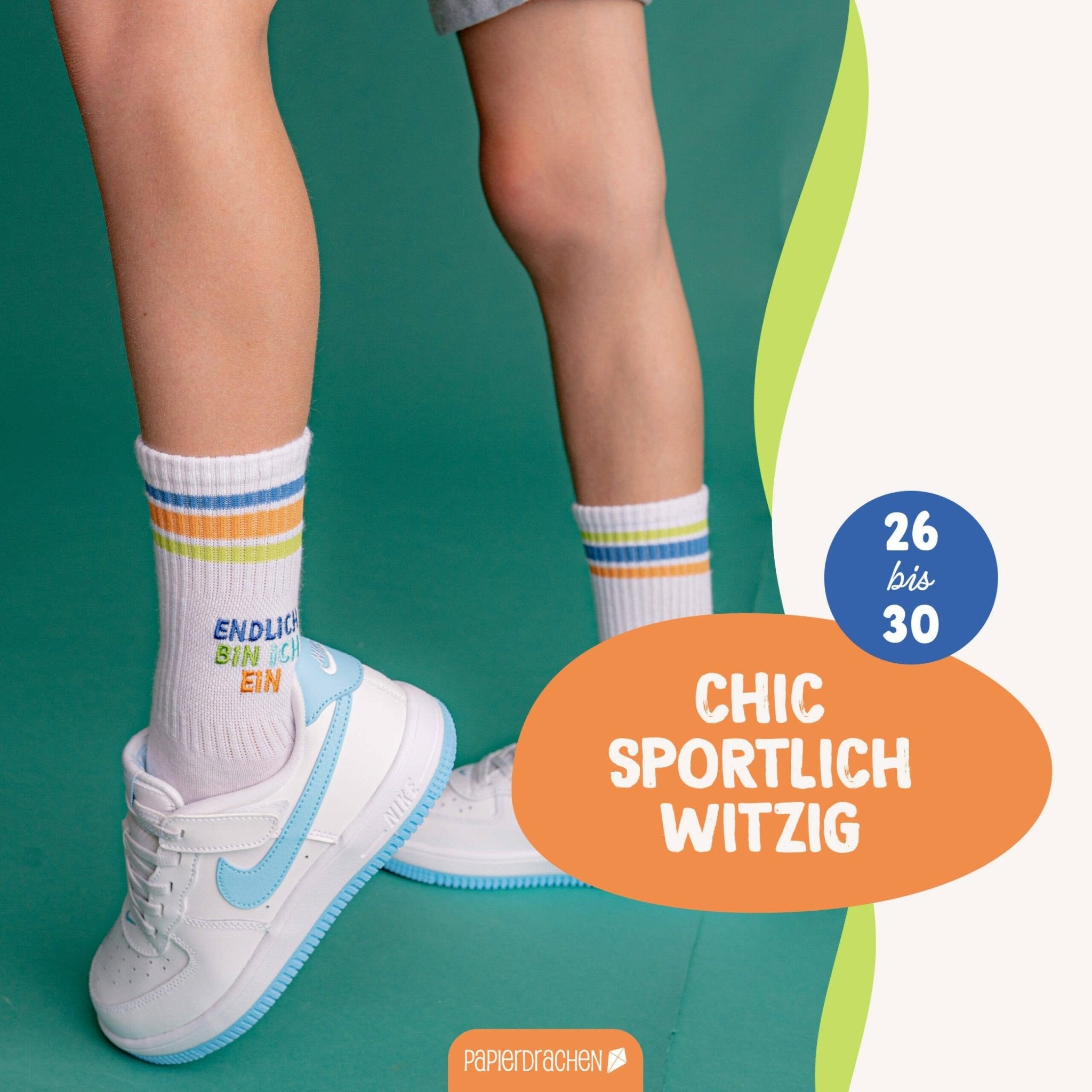 Schulanfang Socken - blau - Endlich bin ich ein Schulkind Papierdrachen - malmichbunt.de