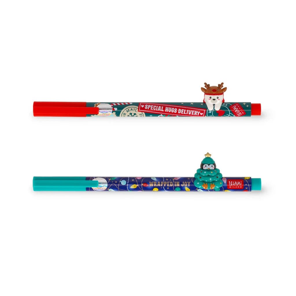 Set aus 2 Gelstiften mit Deko‑Tierchen – Jingle All the Way Legami - malmichbunt.de