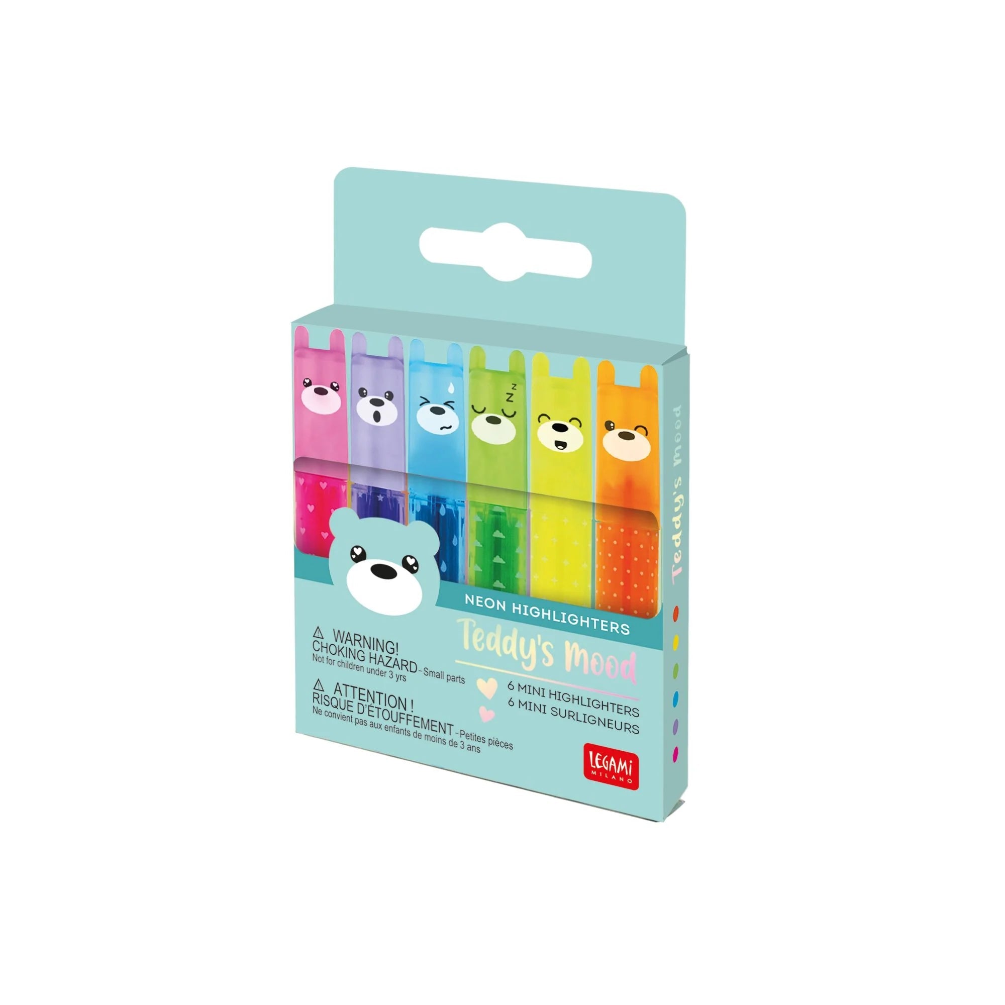 Set mit 6 Mini - Textmarkern - Teddy‘s Mood Legami - malmichbunt.de