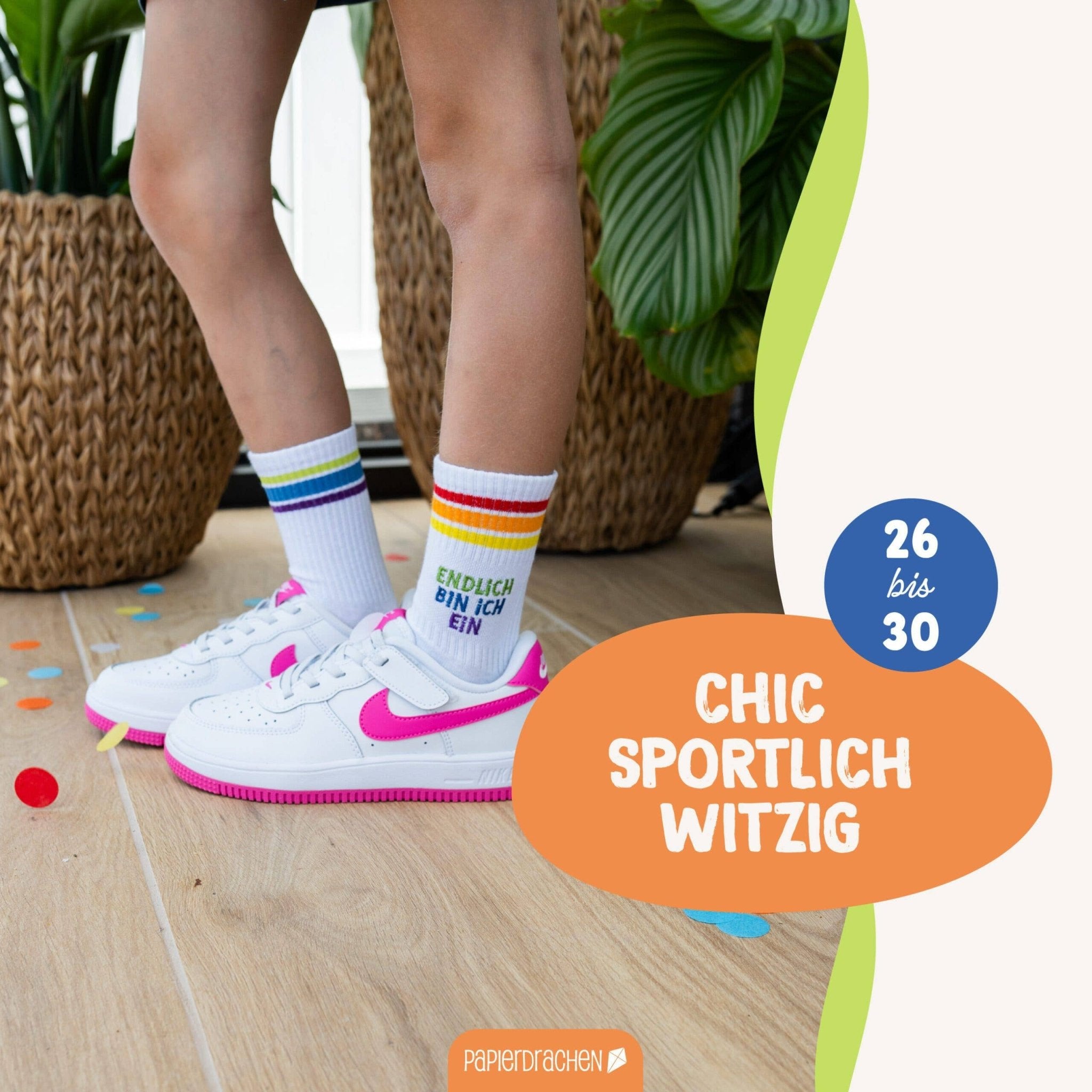 Socken Schulanfang - bunt - Endlich bin ich ein Schulkind Papierdrachen - malmichbunt.de