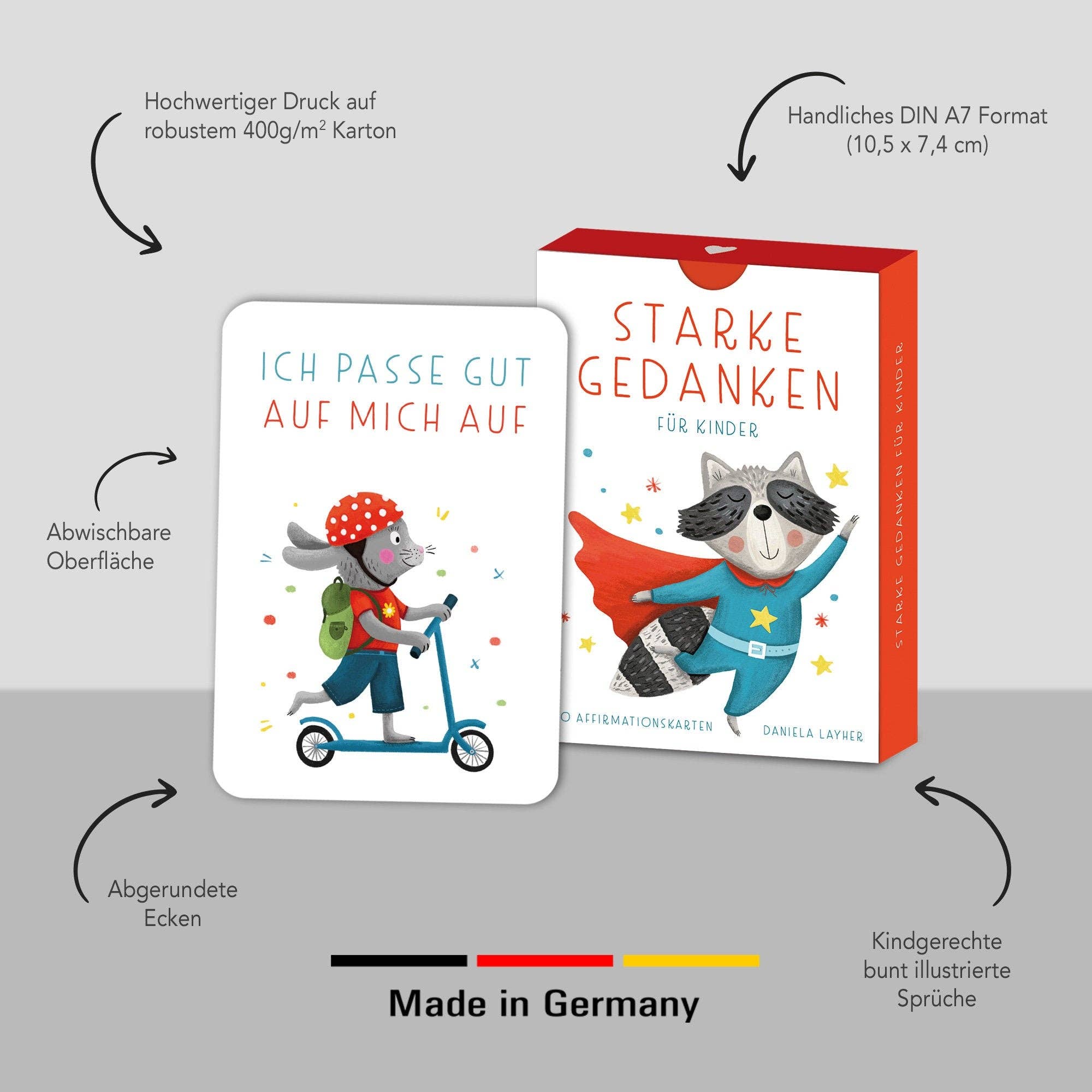 Starke Gedanken – Affirmationskarten für Kinder Rüsselfuchs - malmichbunt.de
