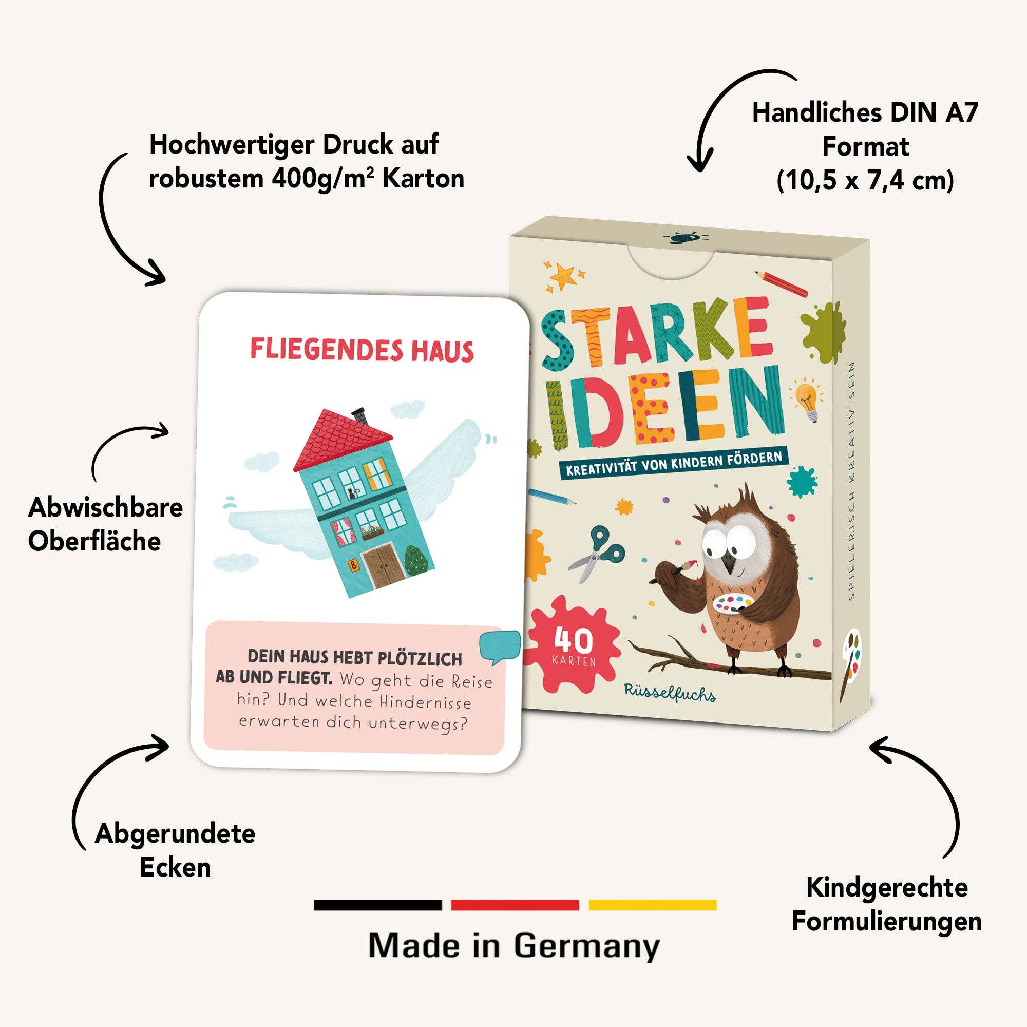 Starke Ideen – Kreativitätskarten für Kinder Rüsselfuchs - malmichbunt.de