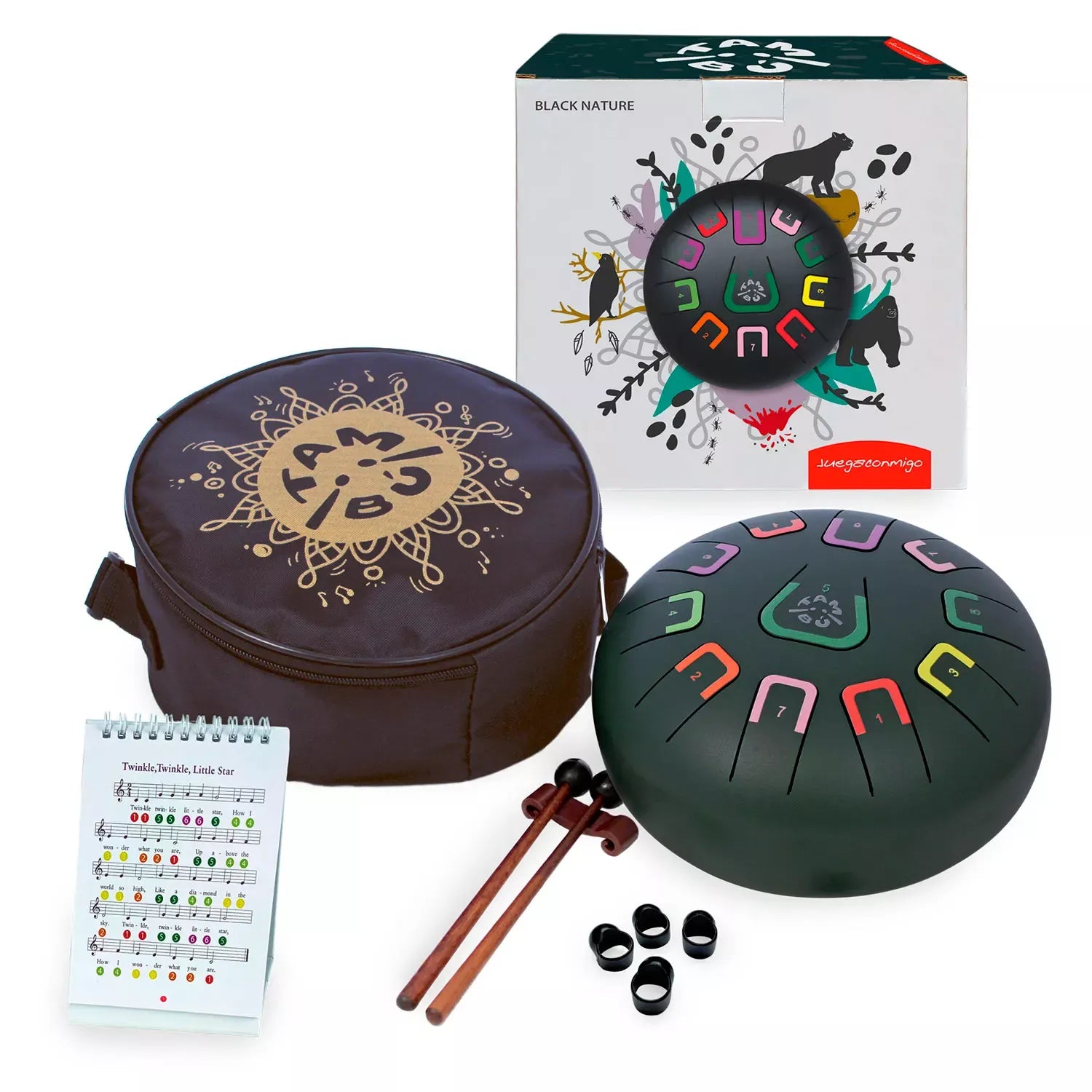 Zungentrommel - Tambú 8"/20 cm - matt black (black nature)