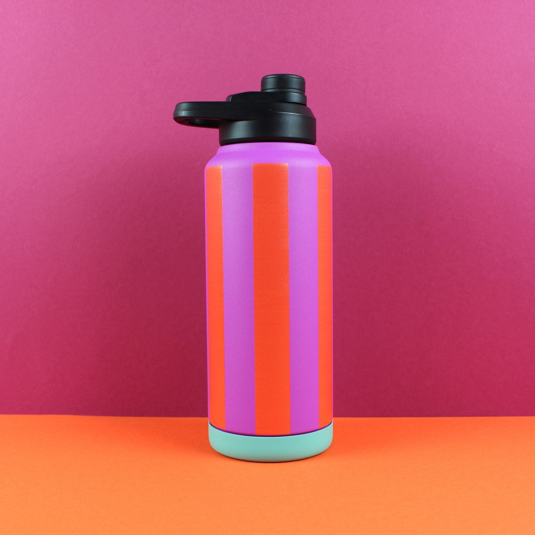 Trinkflasche Stripes, fuchsia/feuerrot/petrol, 1000ml Ava & Yves - malmichbunt.de