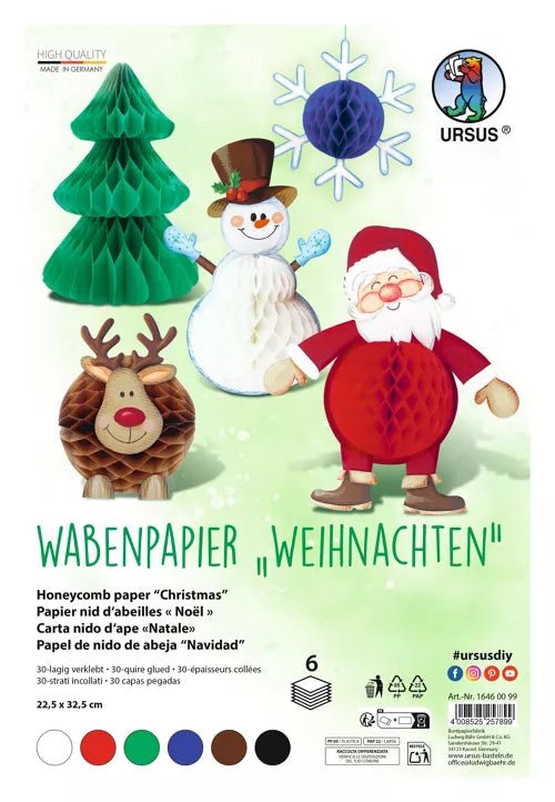 URSUS - Wabenpapier Weihnachten Bastelset Ursus - malmichbunt.de