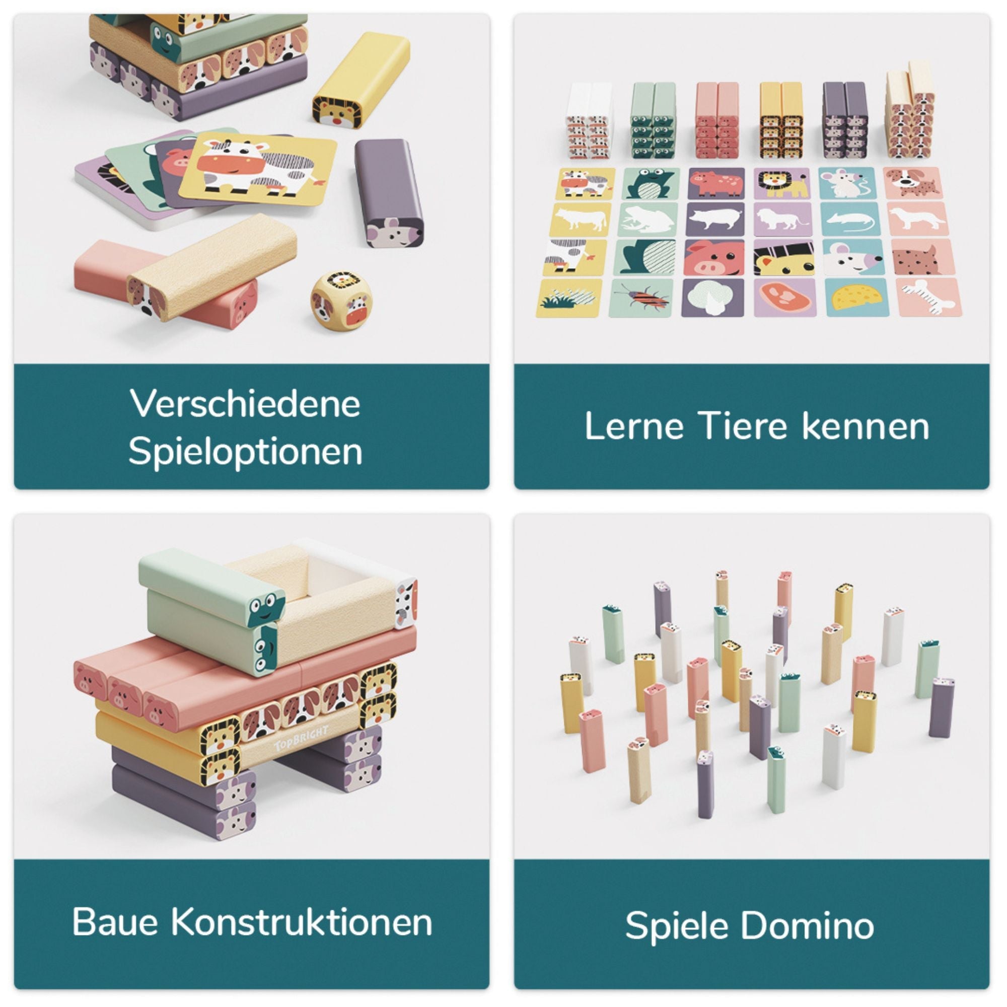 Wackelturm mit niedlichen Tiermotiven TOPBRIGHT - malmichbunt.de