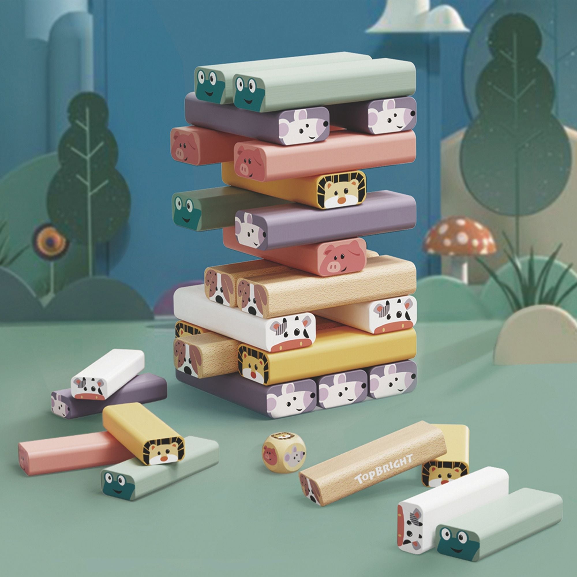 Wackelturm mit niedlichen Tiermotiven TOPBRIGHT - malmichbunt.de