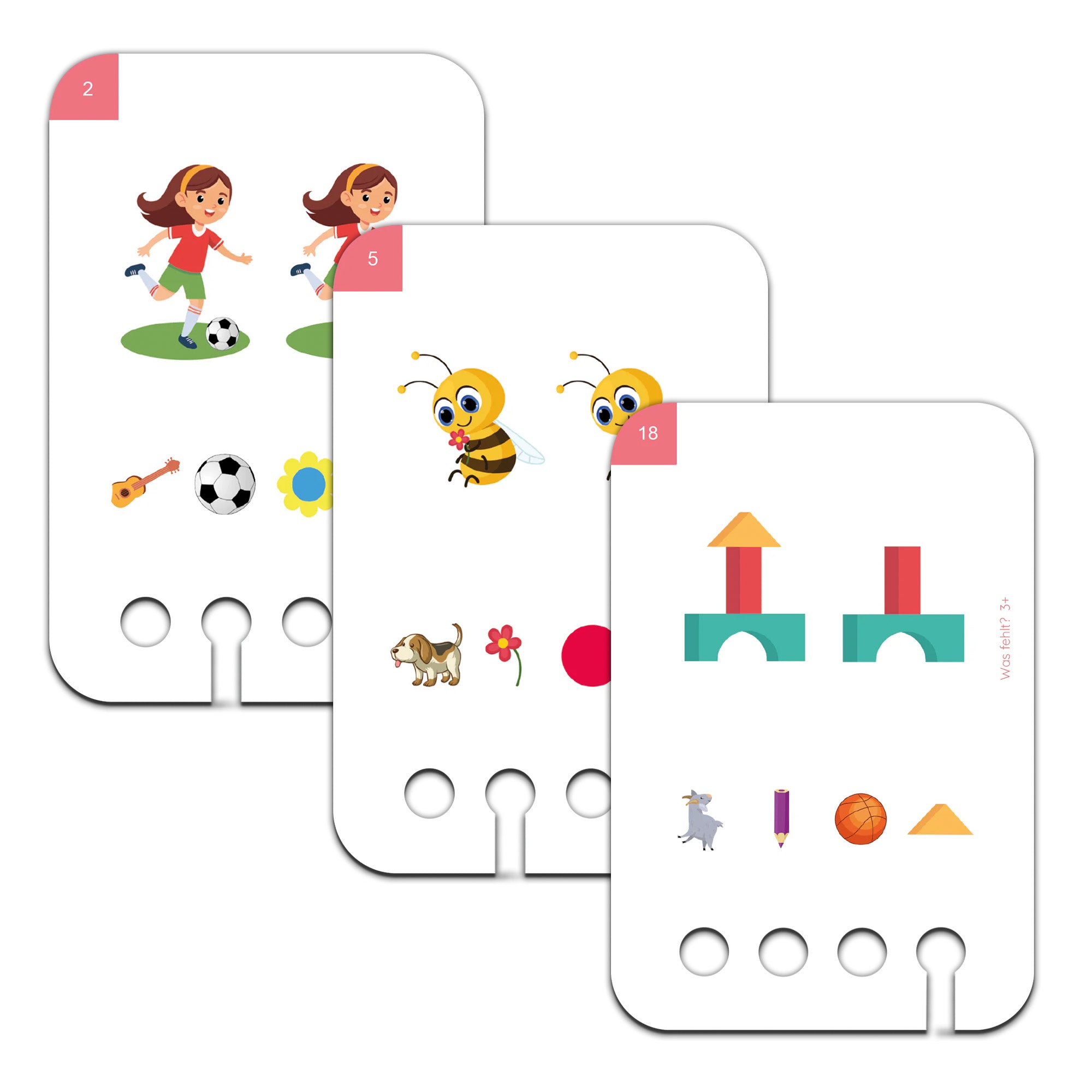 Was fehlt? Unterschiede erkennen ab 3 Jahren - Übungen für den Lochkasten Lernspielverlag - malmichbunt.de