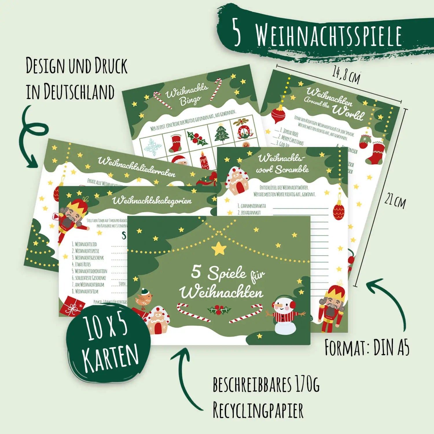 Weihnachtsspiele - Set Tannengrün Jeka - malmichbunt.de