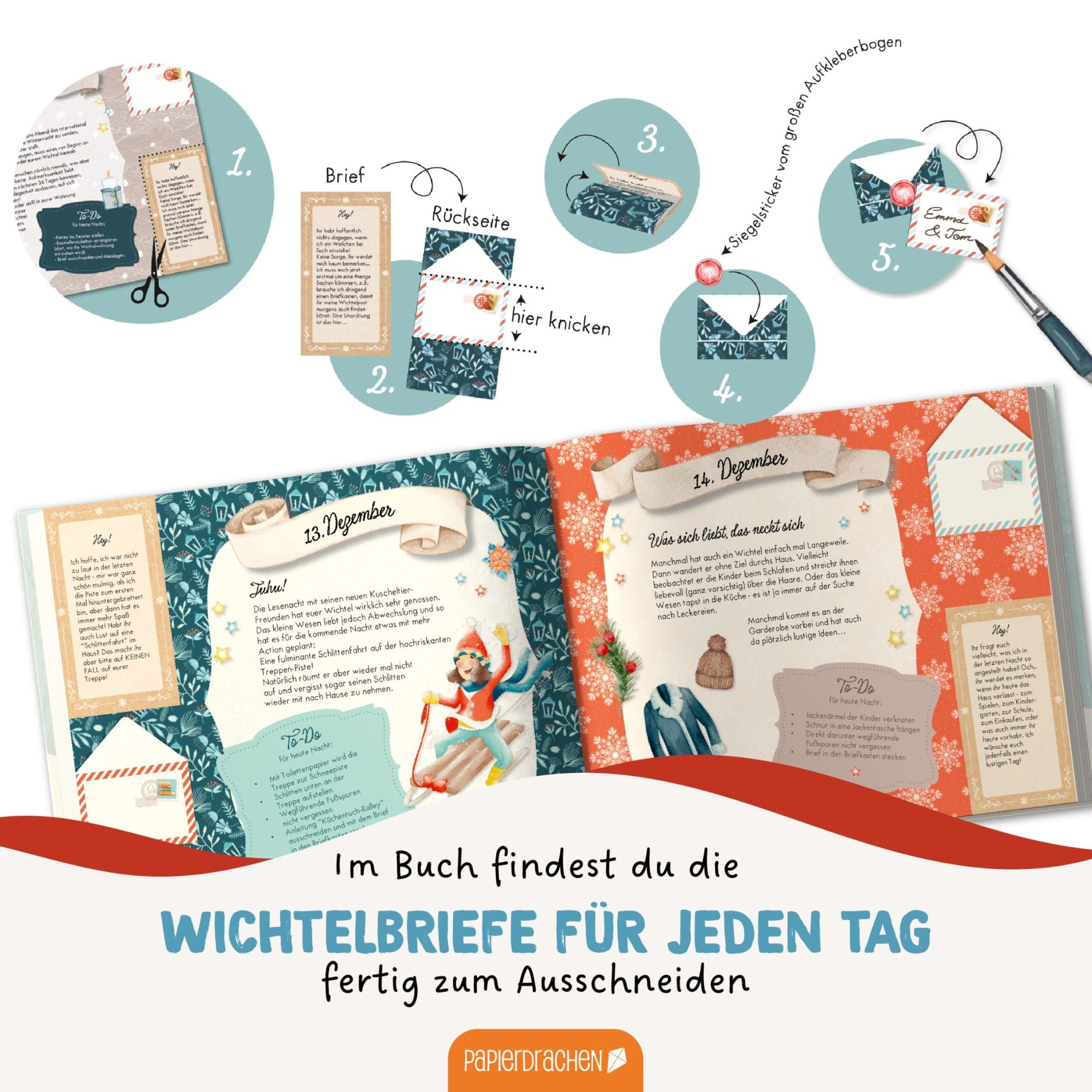 Wichtel - Set zum Advent Papierdrachen - malmichbunt.de