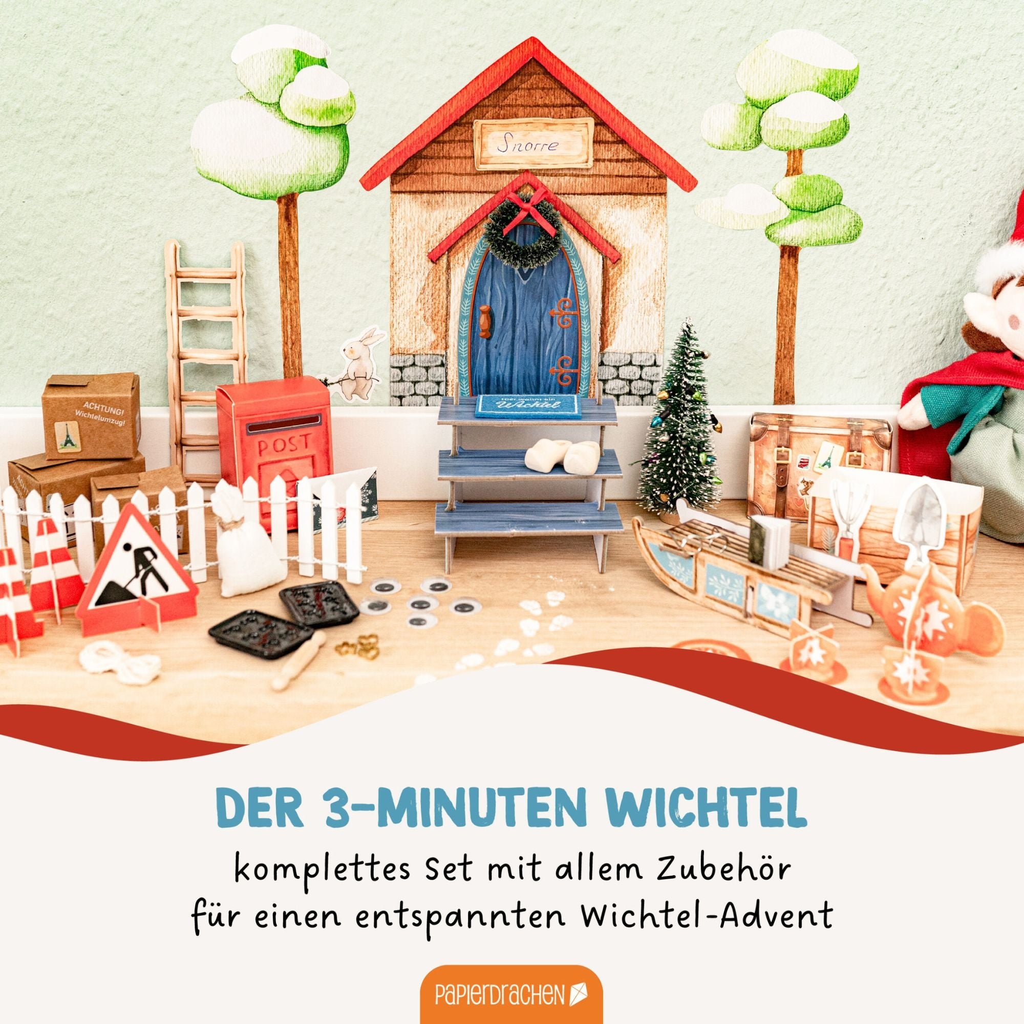 Wichtel - Set zum Advent Papierdrachen - malmichbunt.de