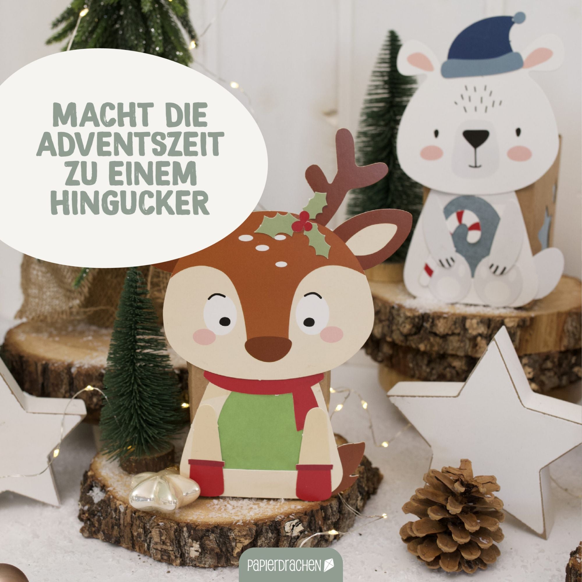 Windlichter Wintertiere Papierdrachen - malmichbunt.de